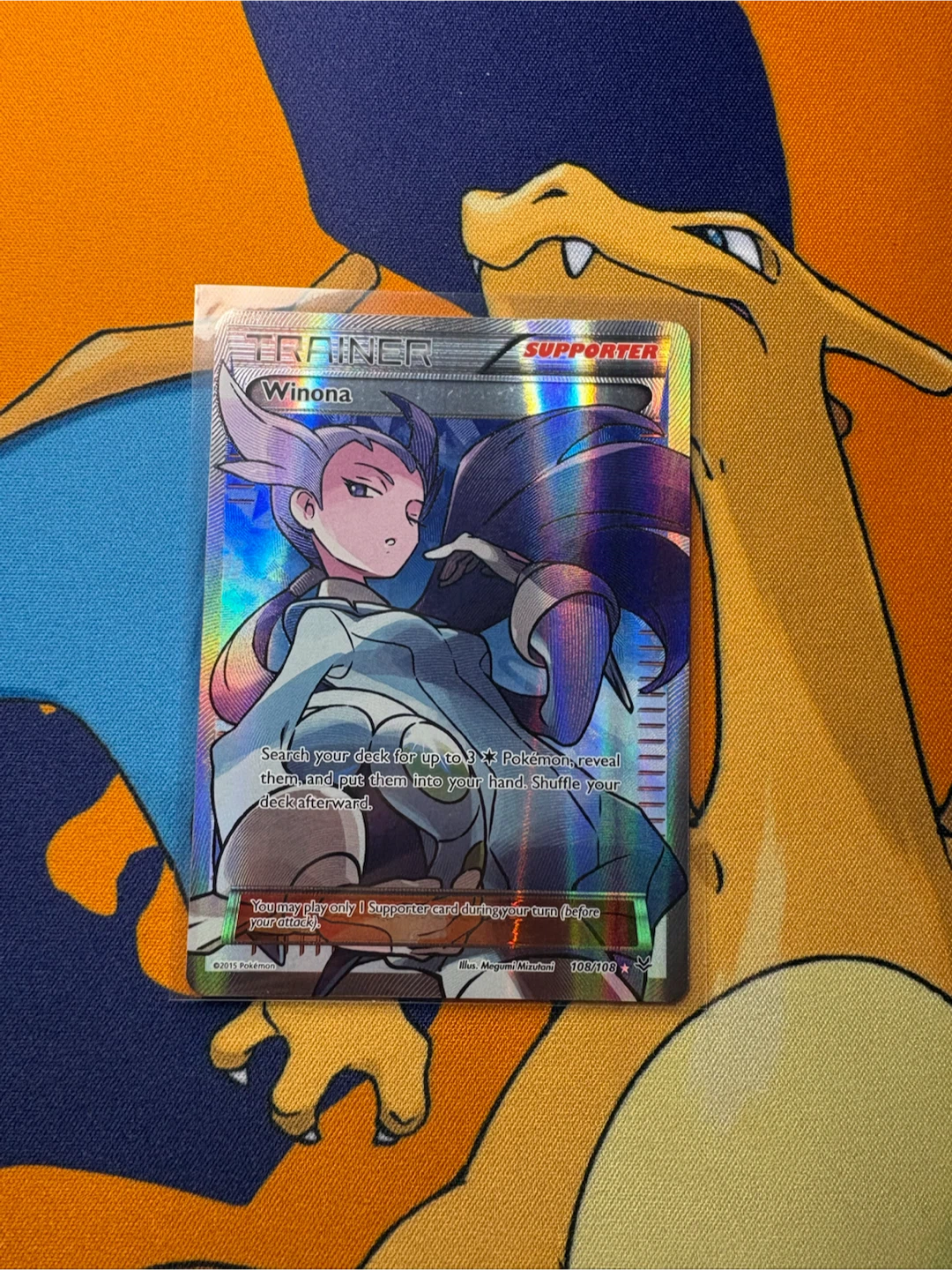 2015 Winona Full Art Trainer Card 108/108 Roaring Skies LP - photo 3