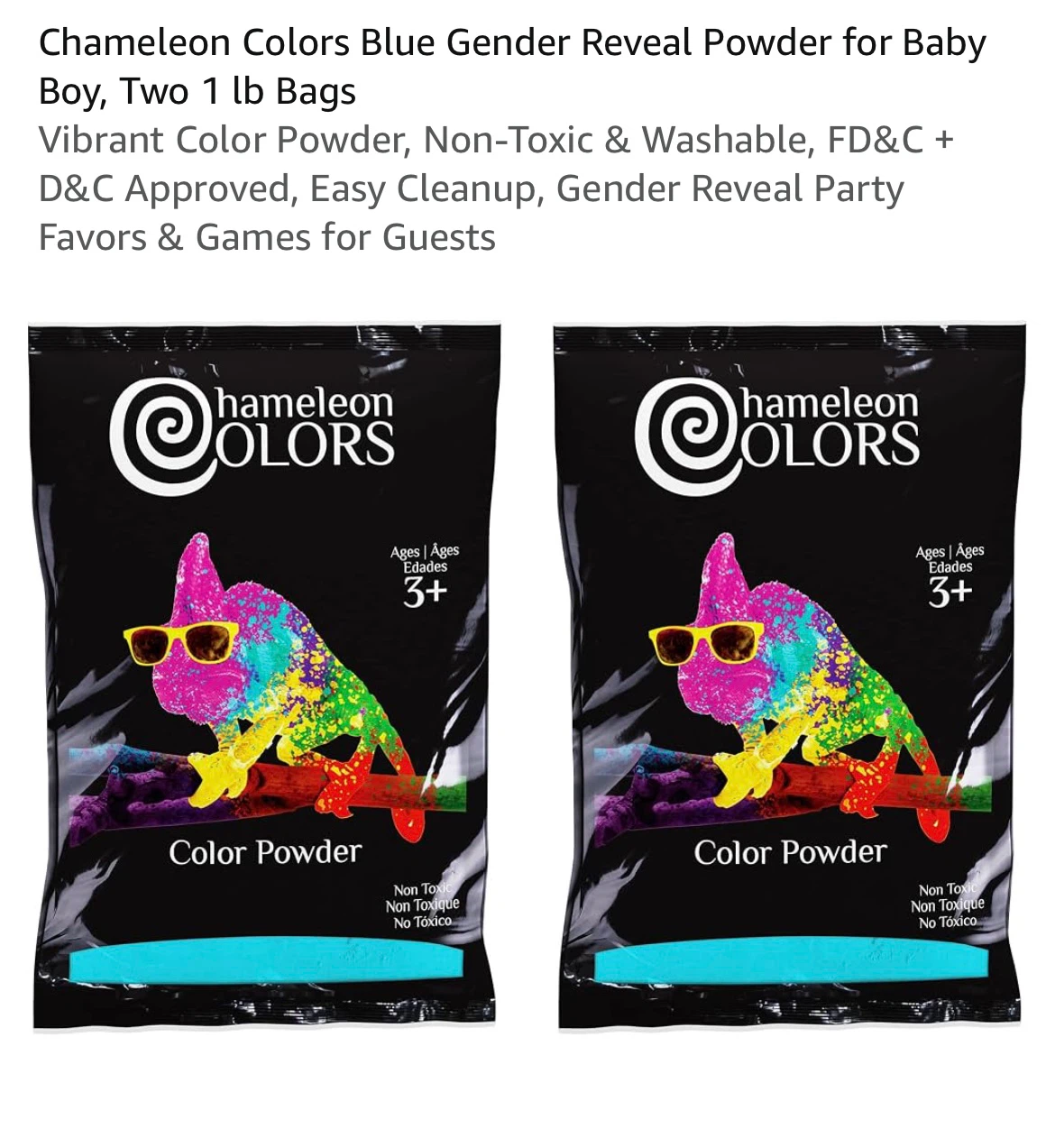 Chameleon Colors Blue Gender Reveal Powder, 2 Bags