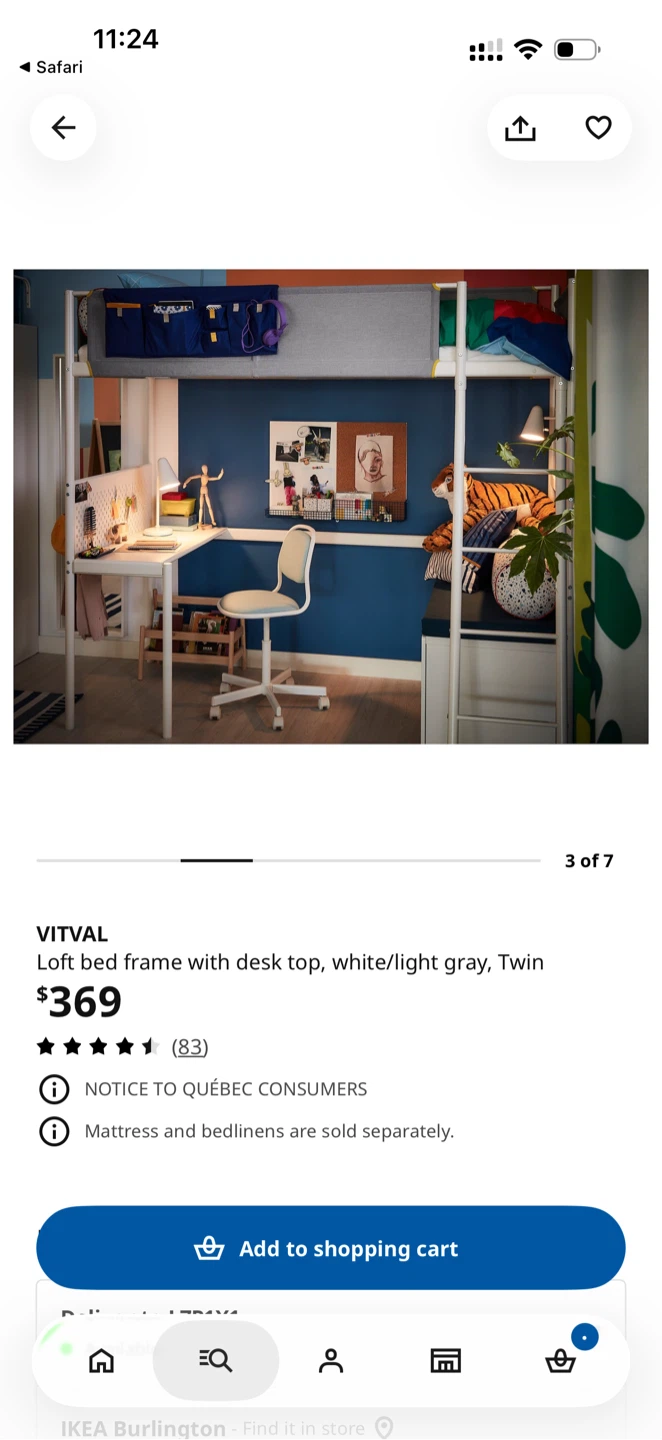 IKEA VITVAL Twin Loft Bed with Desk Top - photo 2