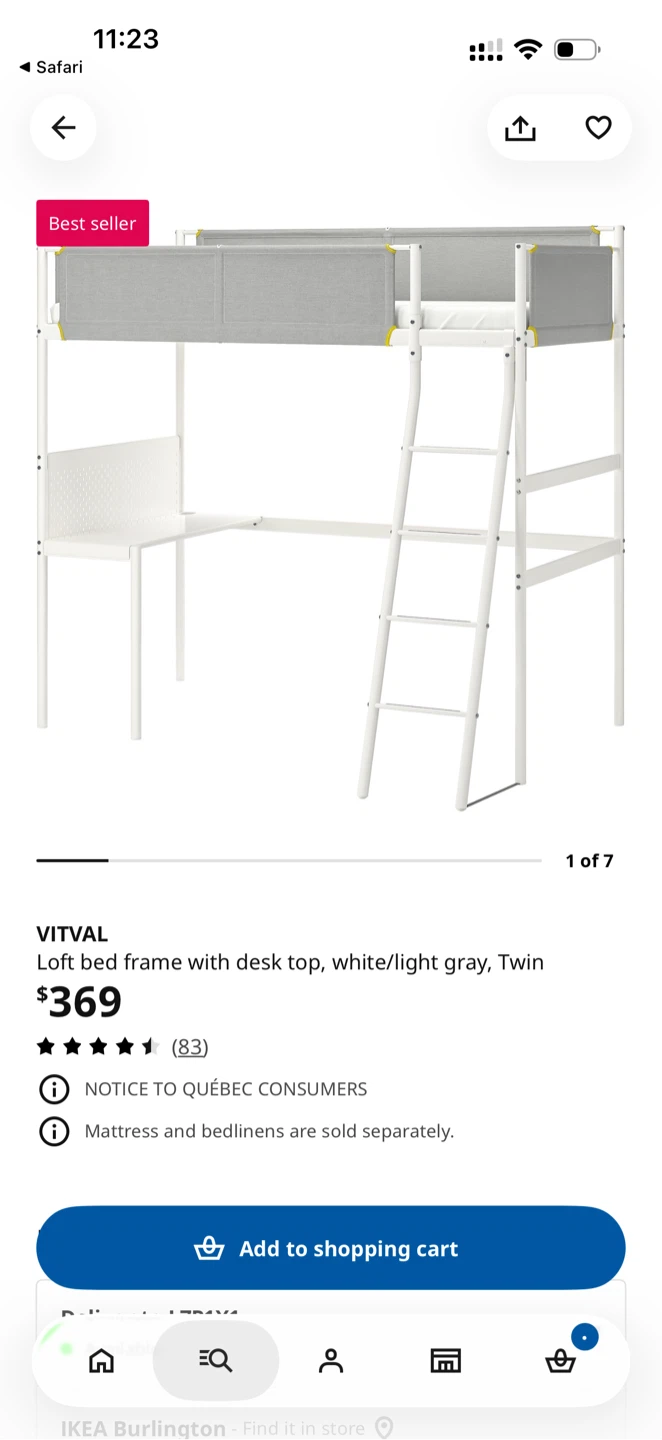 IKEA VITVAL Twin Loft Bed with Desk Top - photo 4