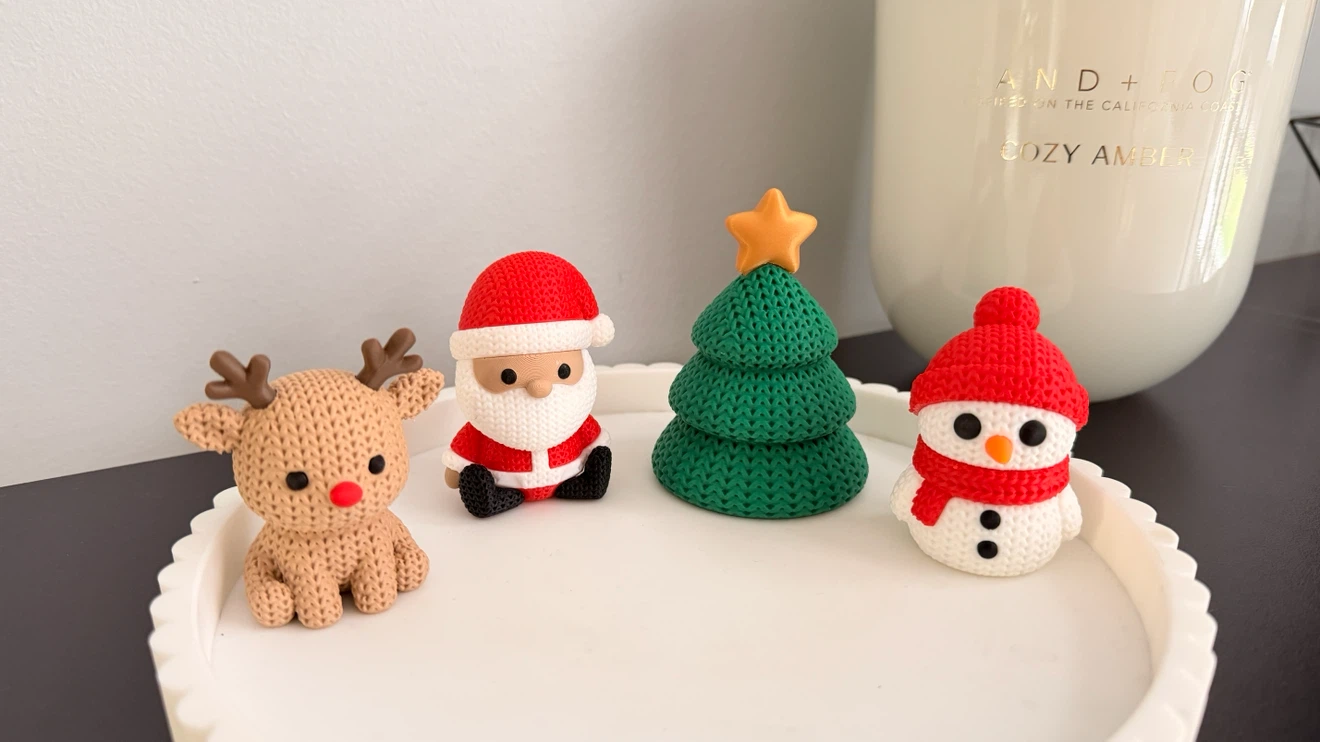 Set of 4 Christmas Knitted-Texture Ornaments
