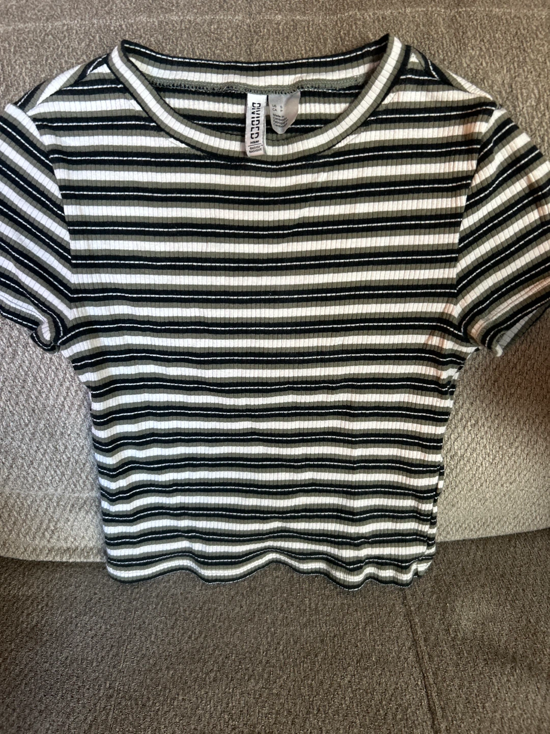 H&M Divided Striped Ribbed T-Shirt