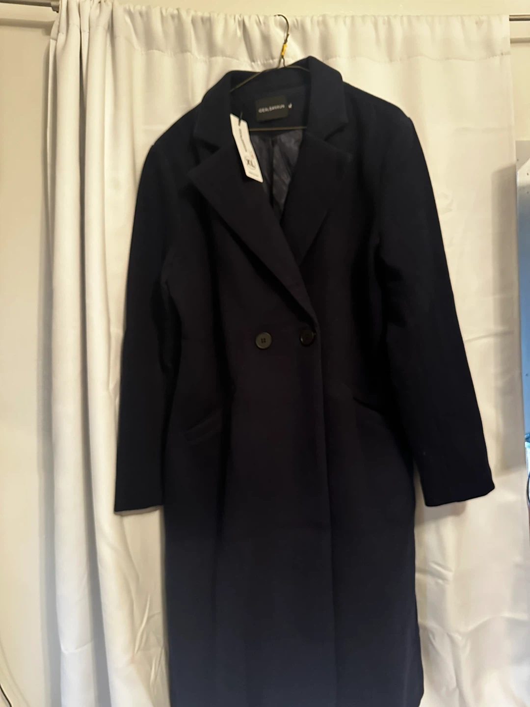 IDEALSANXUN Navy Wool Blend Coat