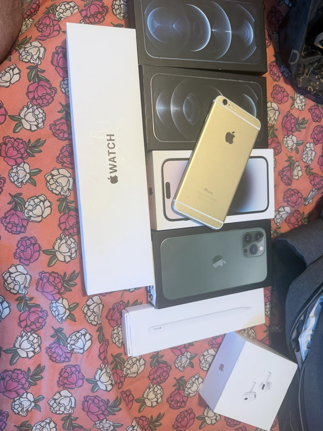 Selection of empty boxes of Apple devices and accessories