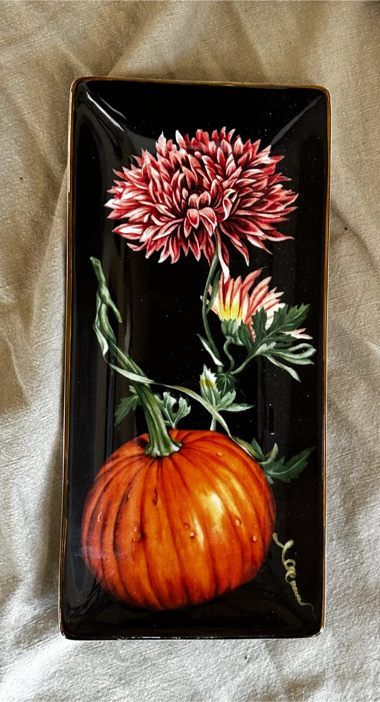 Williams Sonoma Pumpkin Floral Serving Tray
