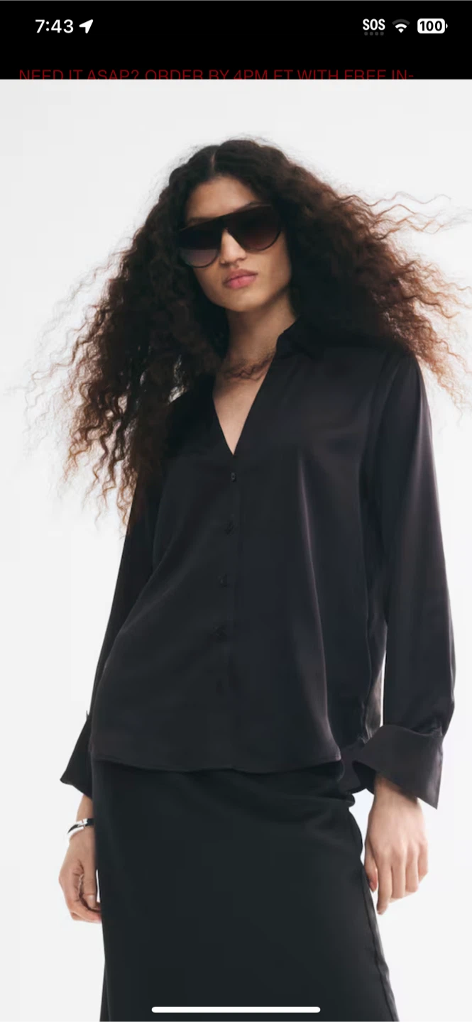 Two H&M V-neck satin blouses
