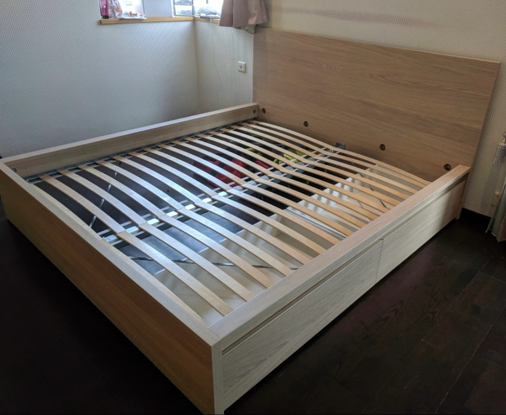 IKEA Oak King Size Malm bed frame and 2 Drawers