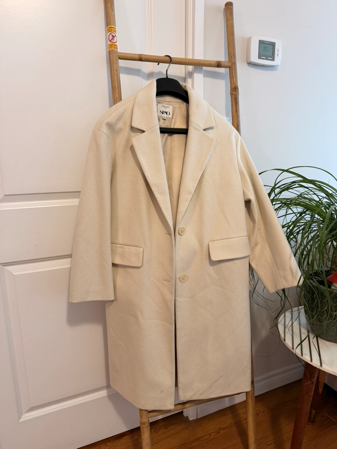SPAO Cream Herringbone Coat - photo 2