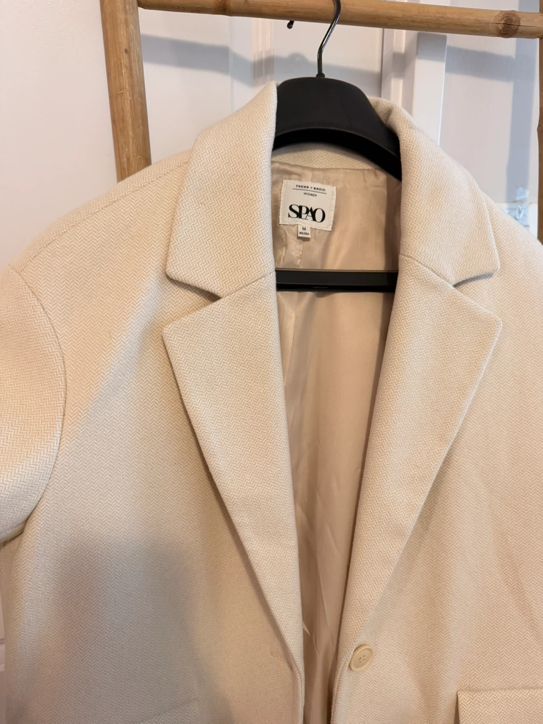 SPAO Cream Herringbone Coat - photo 3