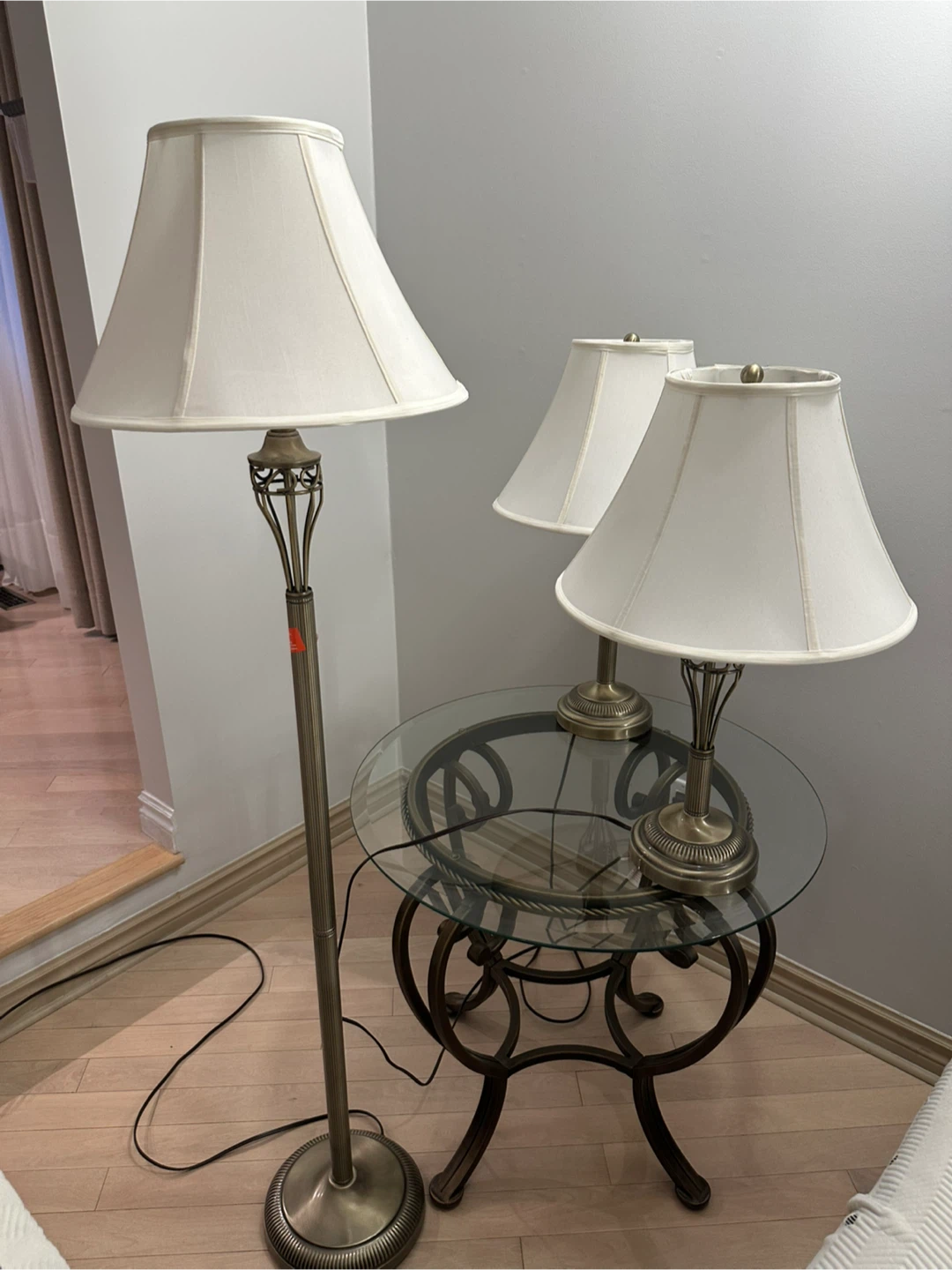 3-Piece Lamp Set - Antique Brass Finish - photo 2