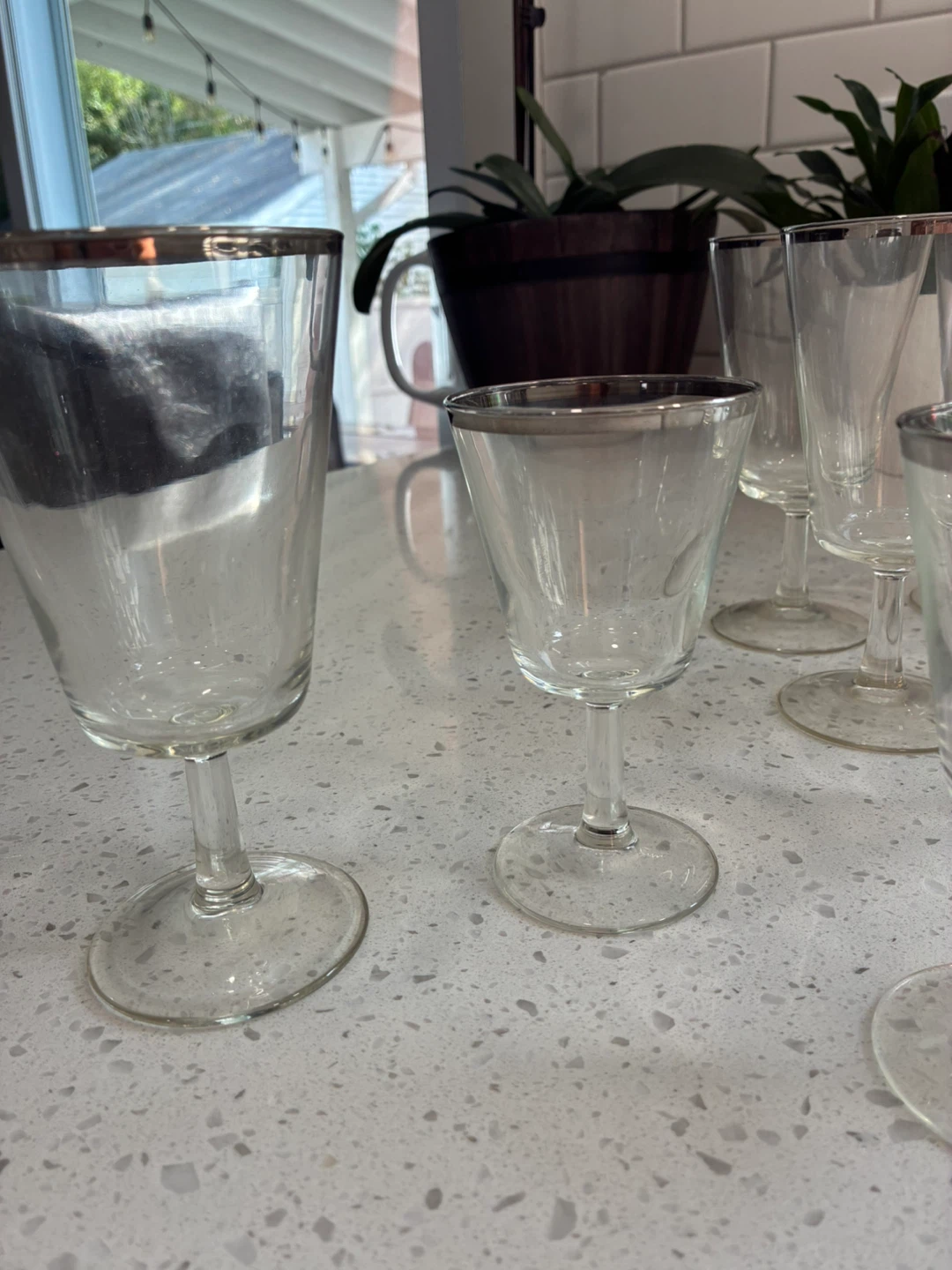 Set of 18 Vintage Silver Rim Wine Glasses - photo 3