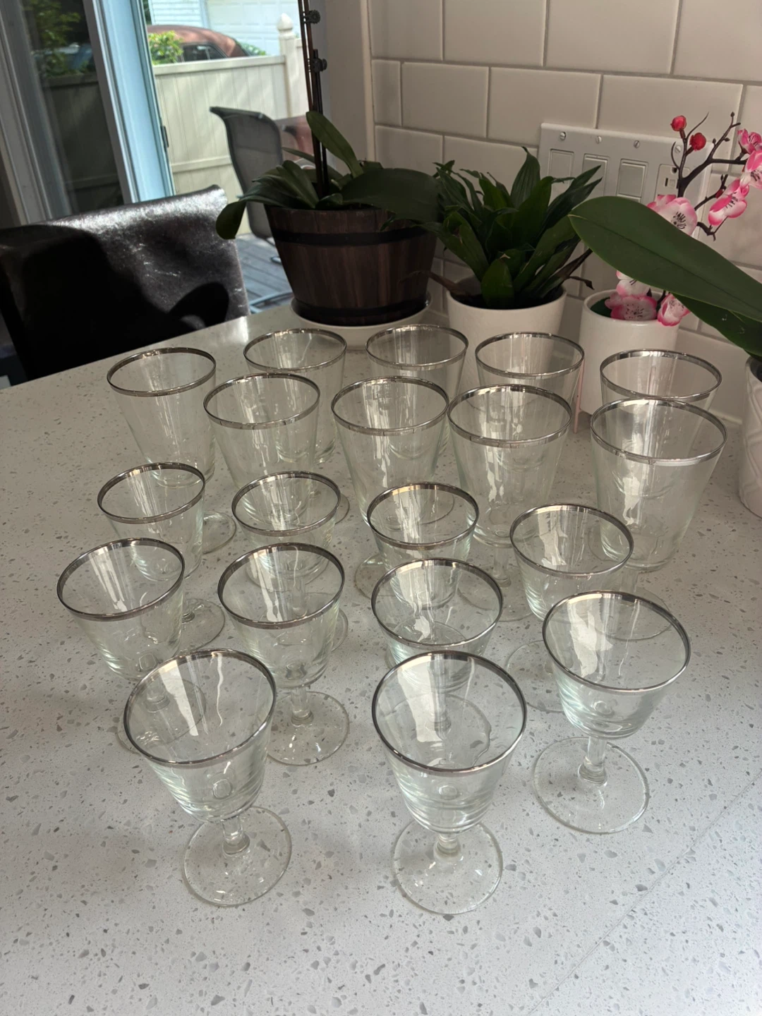 Set of 18 Vintage Silver Rim Wine Glasses - photo 4