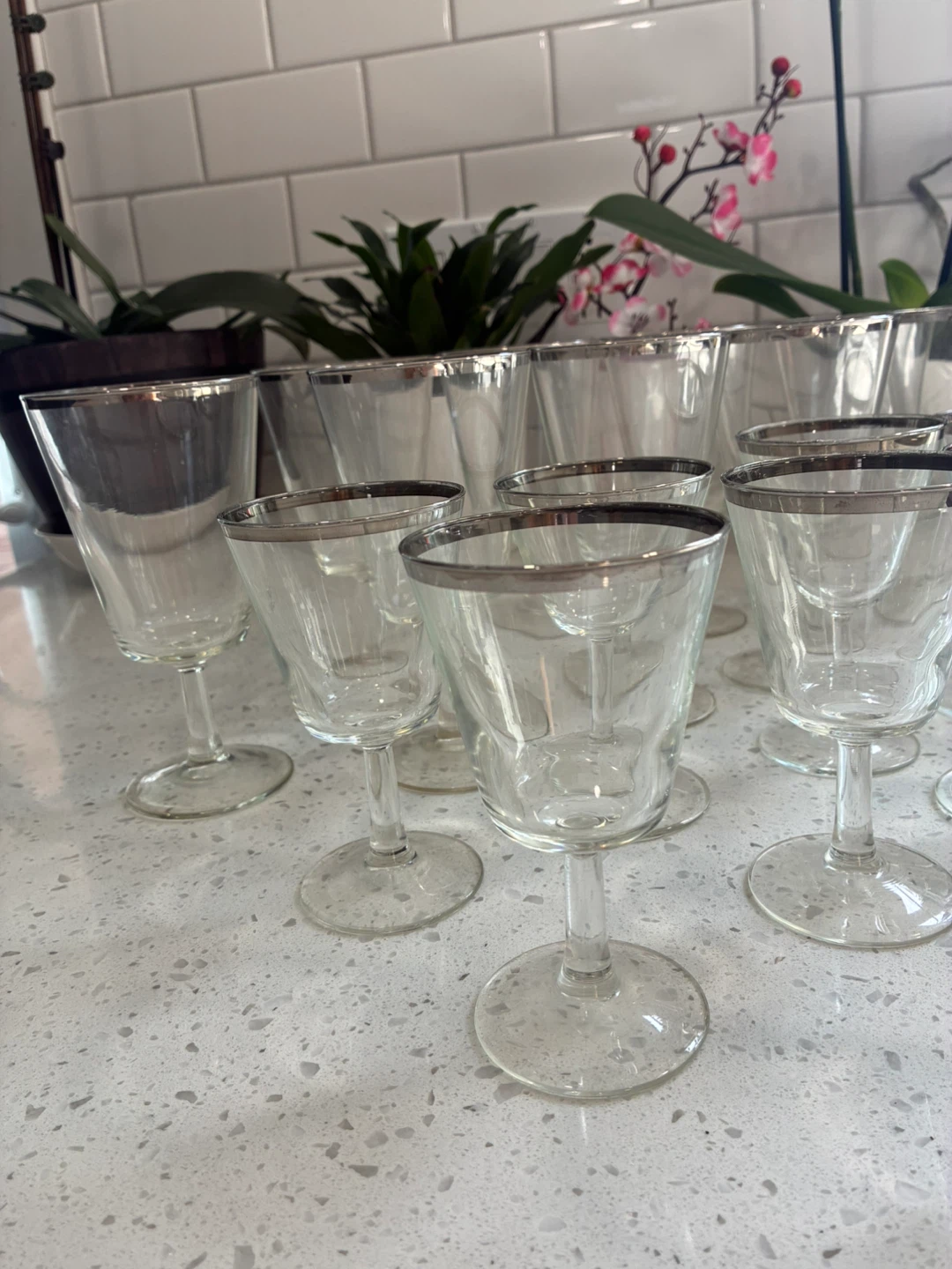 Set of 18 Vintage Silver Rim Wine Glasses - photo 5