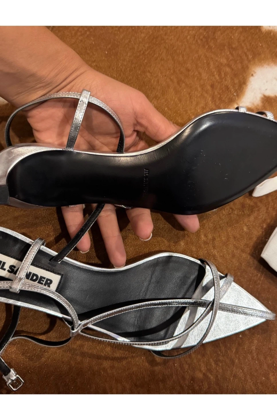 Jil Sander Silver Heeled Sandals - photo 4