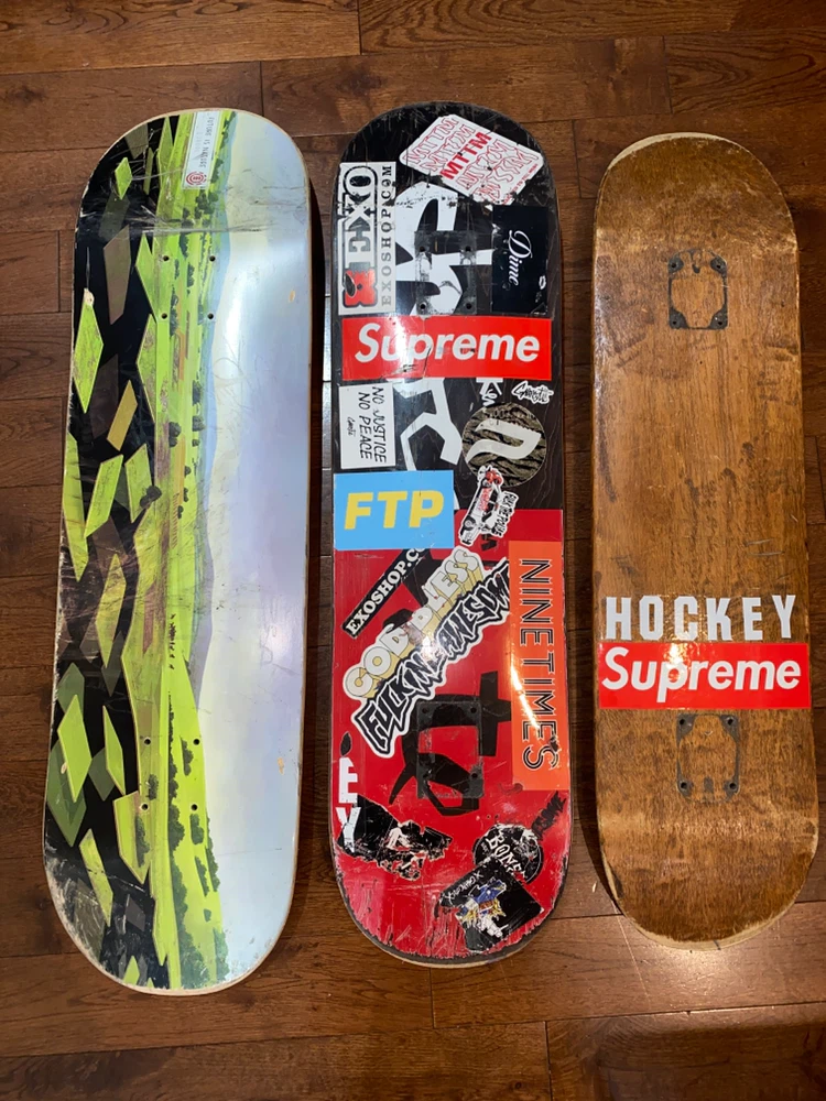 USED 3 skateboard decks & 1 Complete skateboard