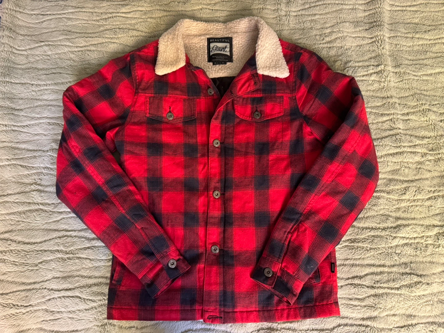 Beautiful Giant Plaid Sherpa Lined Jacket