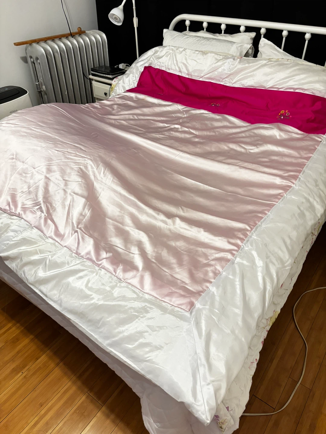 Pink and White Decorative Bed Cover