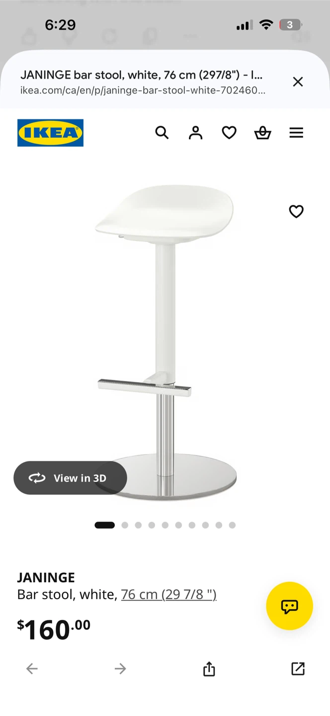 IKEA JANINGE Bar Stool - White