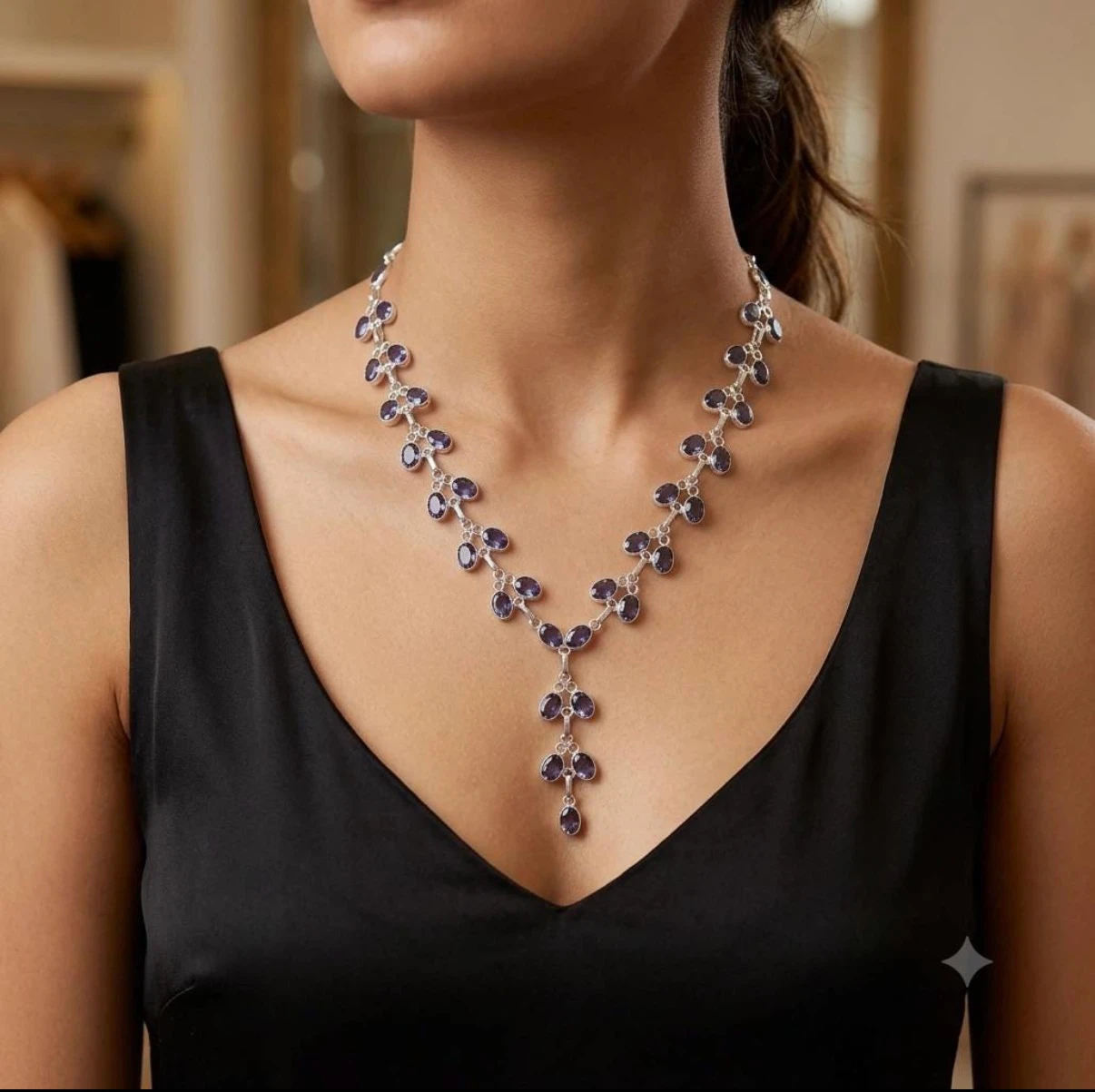 925 Sterling Silver Purple Amethyst Necklace - photo 2