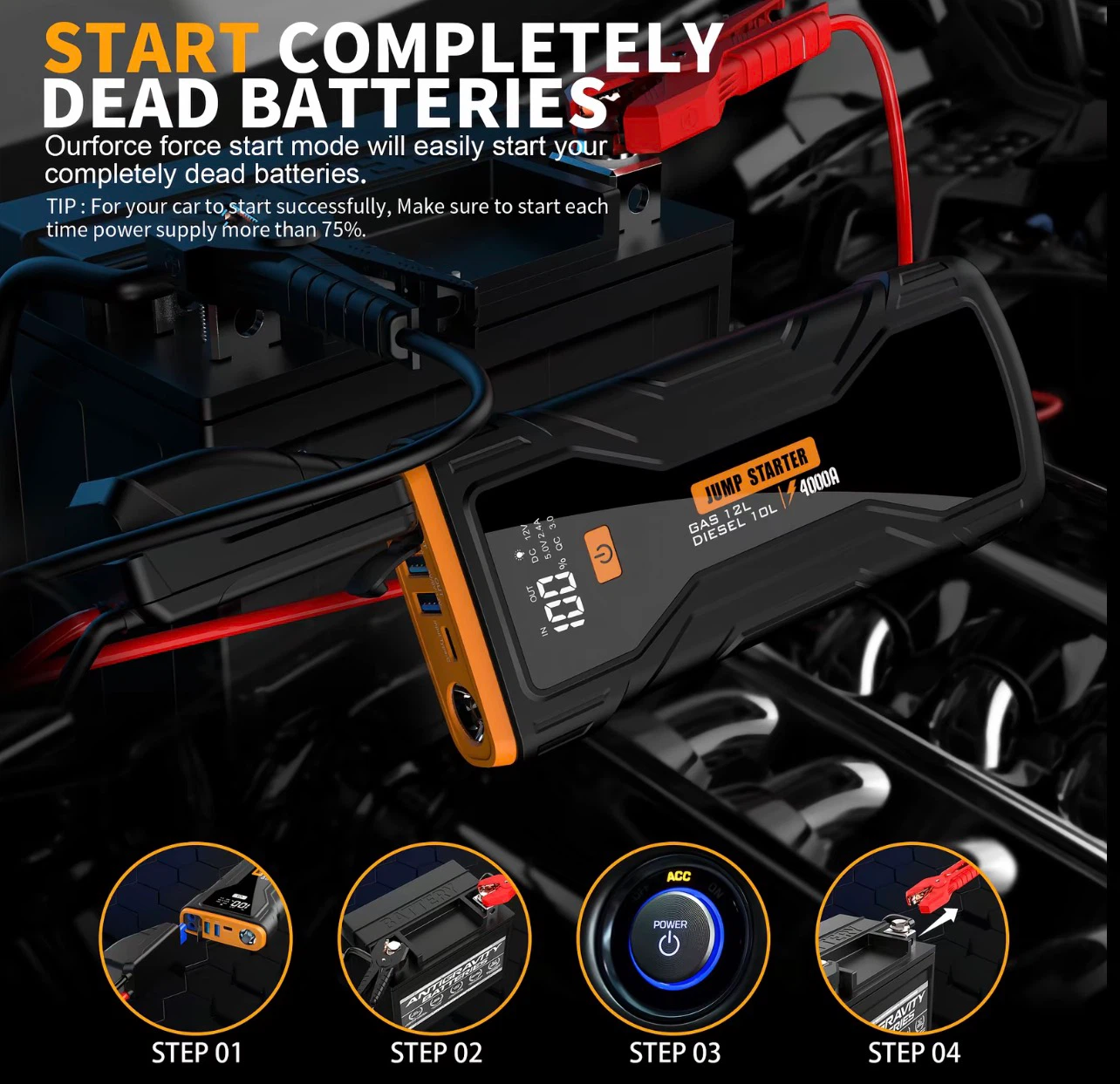 2000A Portable Car Jump Starter - photo 4
