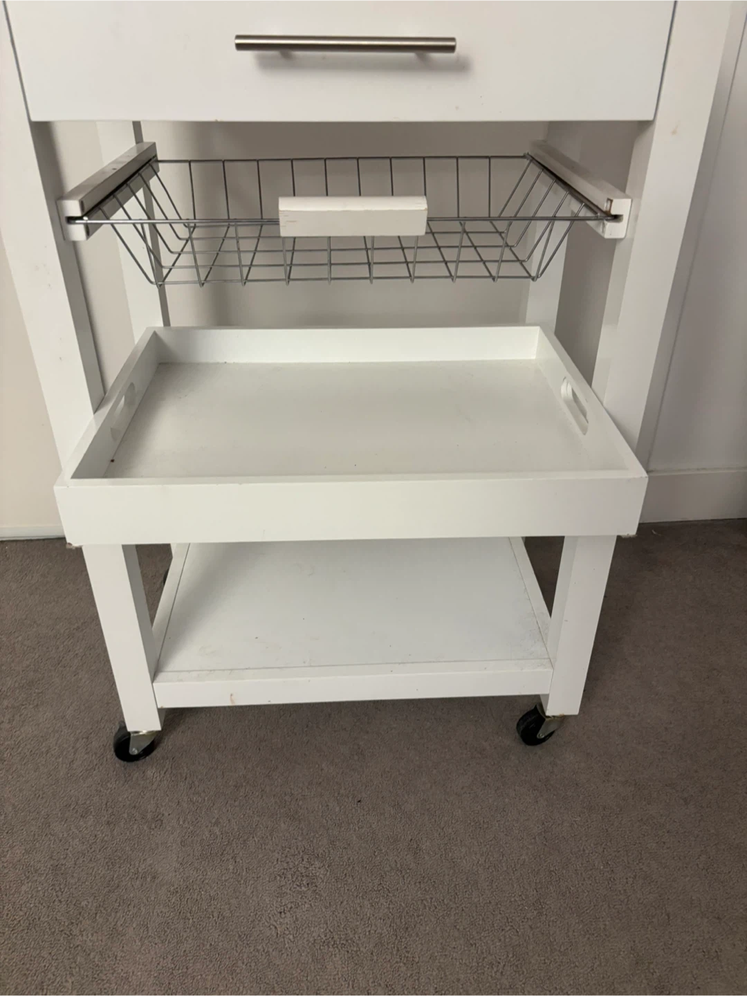White storage cabinet and kitchen trolley set - photo 4