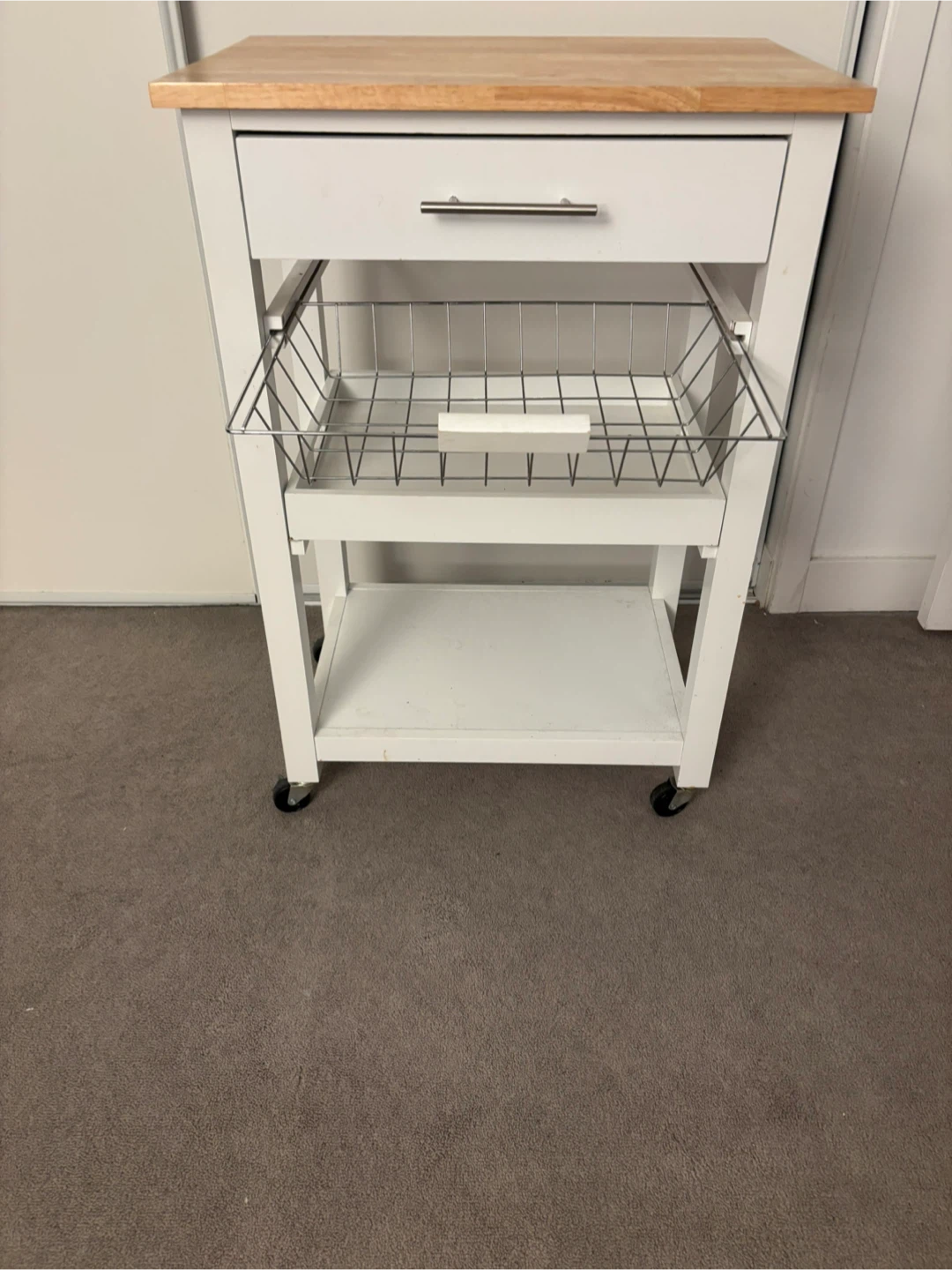 White storage cabinet and kitchen trolley set - photo 5