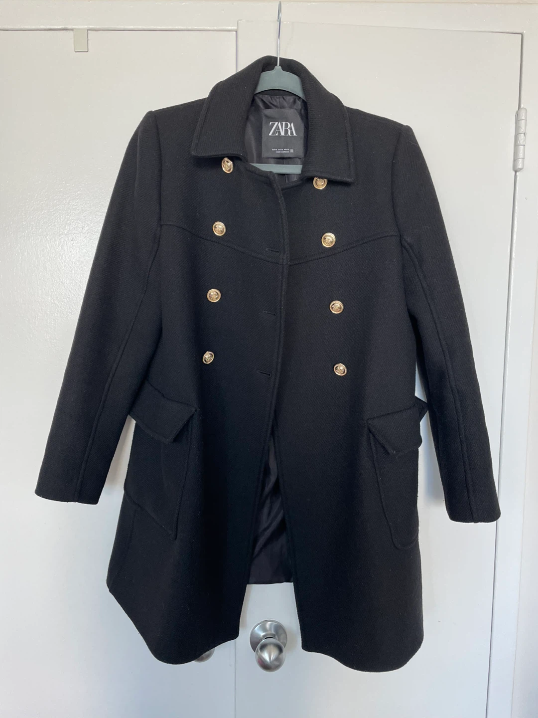 Zara high quality black wool blend coat
