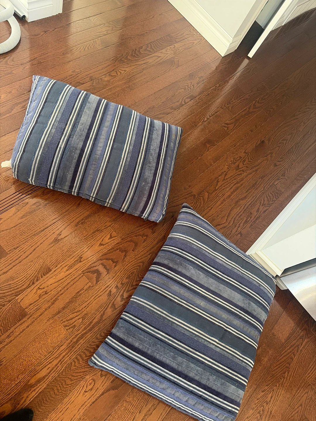 Set of Two Blue Striped Pillows