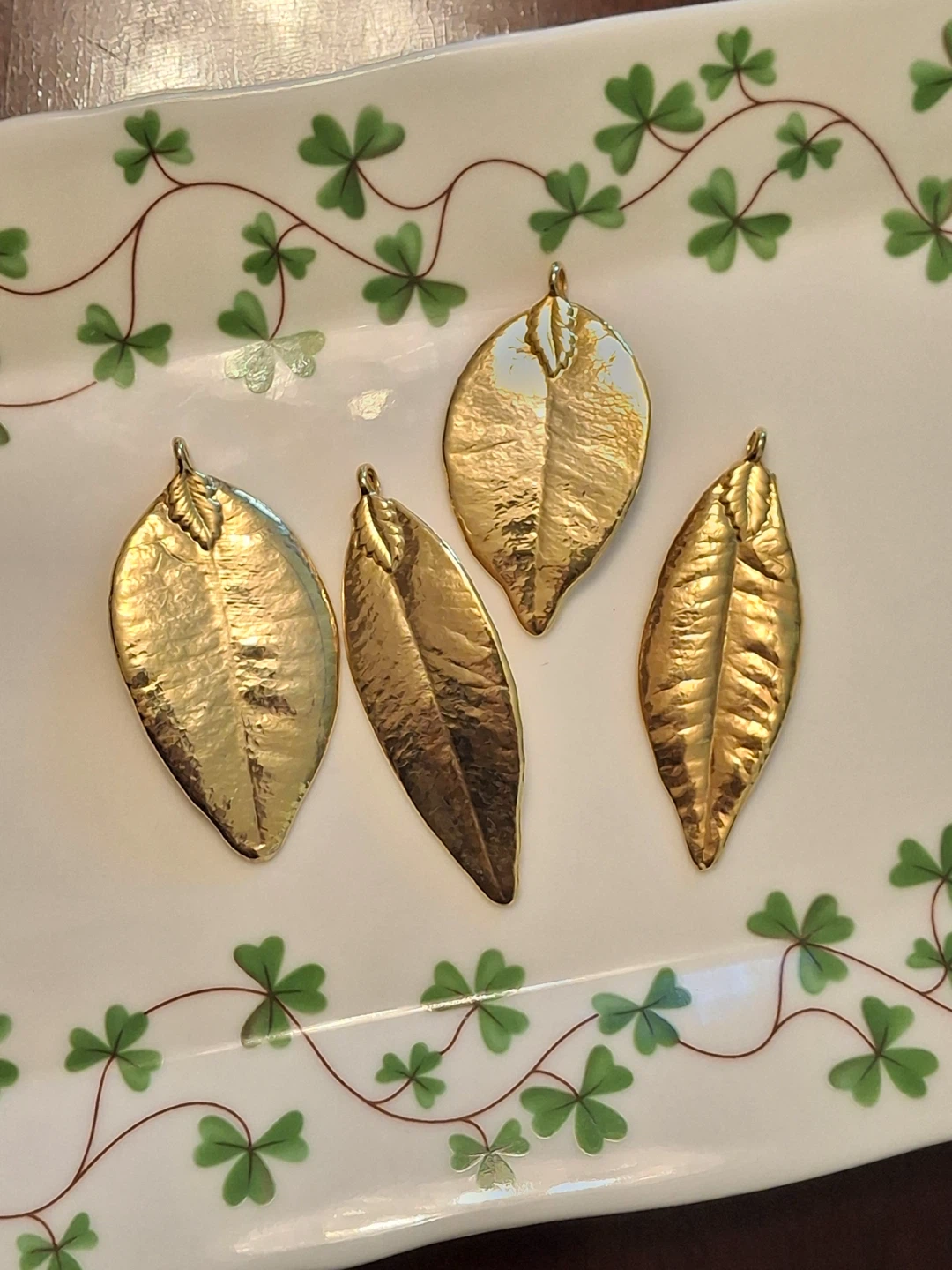 4 vintage dipped gold leaf pendants (priced per pendant)