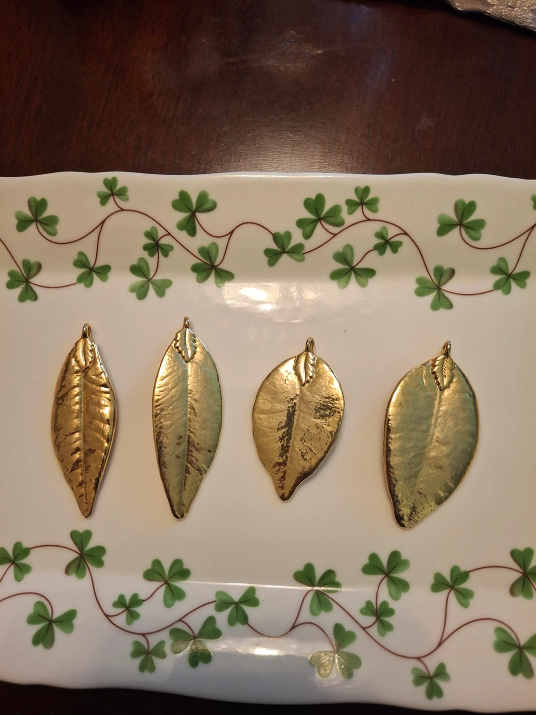 4 vintage dipped gold leaf pendants (priced per pendant) - photo 2