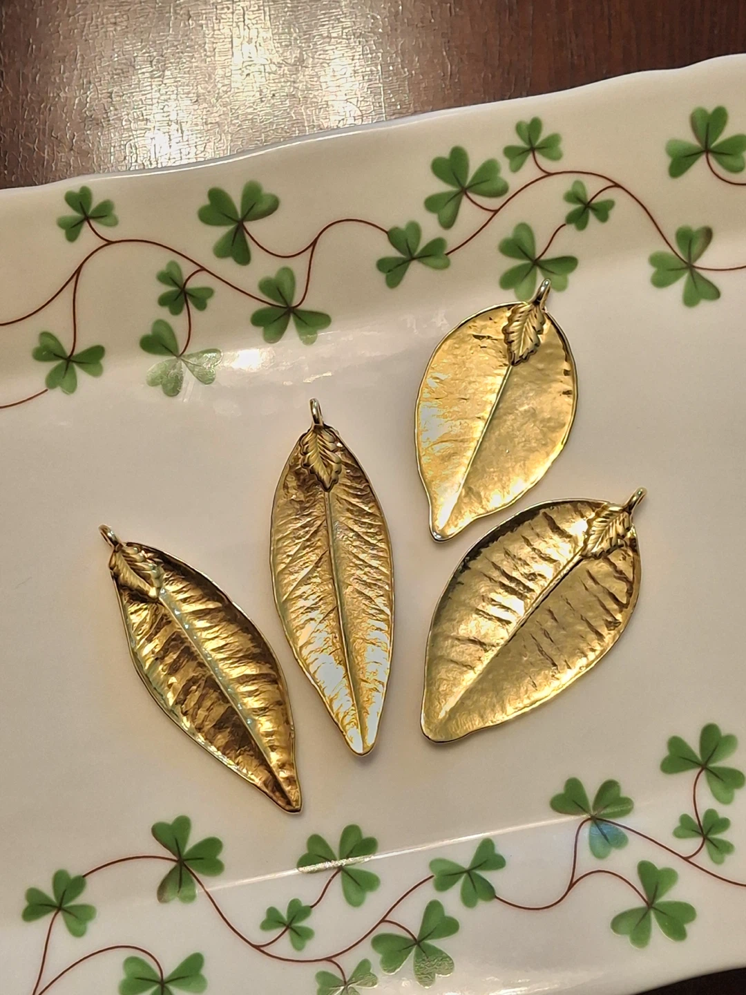 4 vintage dipped gold leaf pendants (priced per pendant) - photo 5