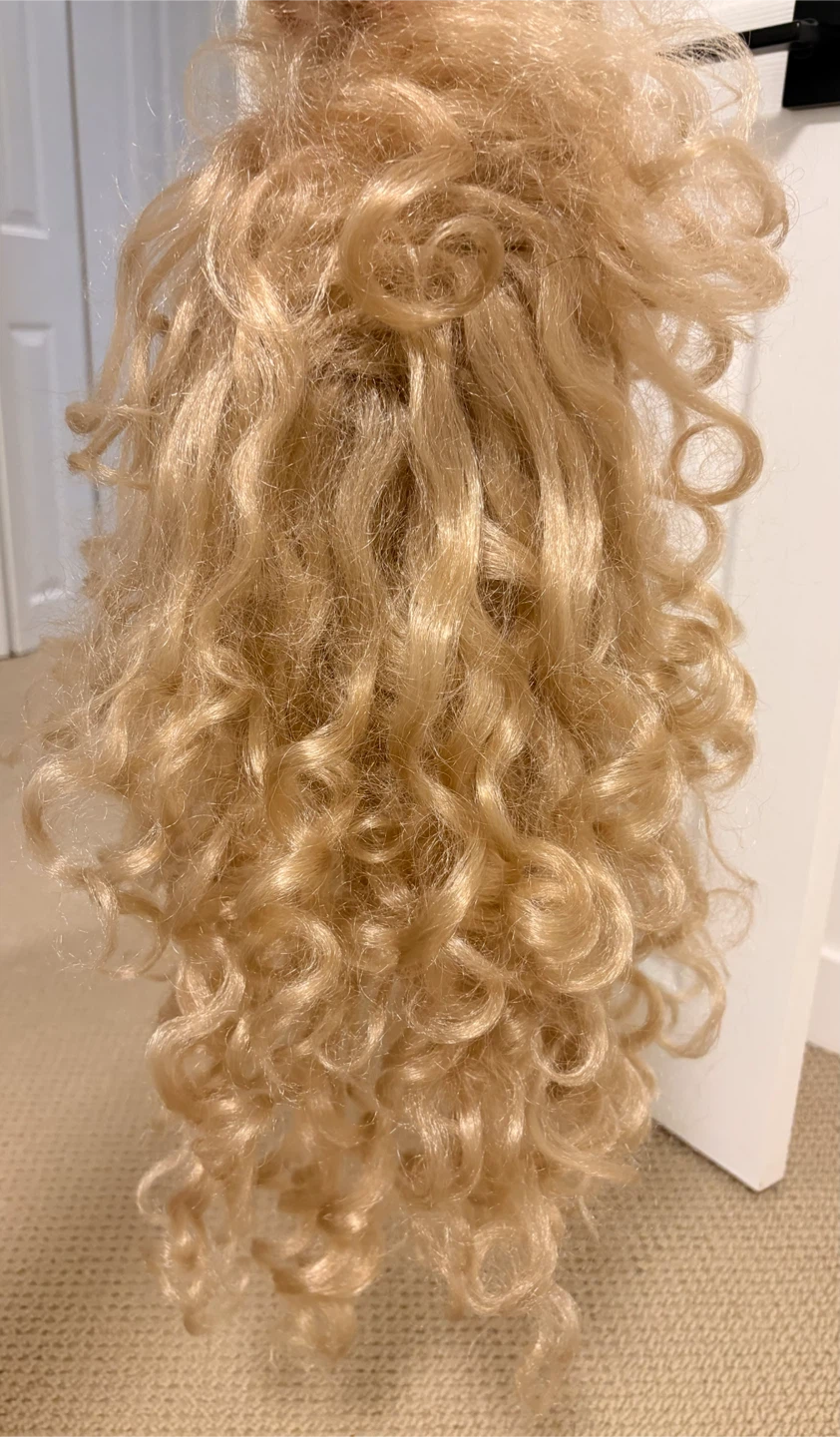 Curly Blonde Synthetic Wig with bangs