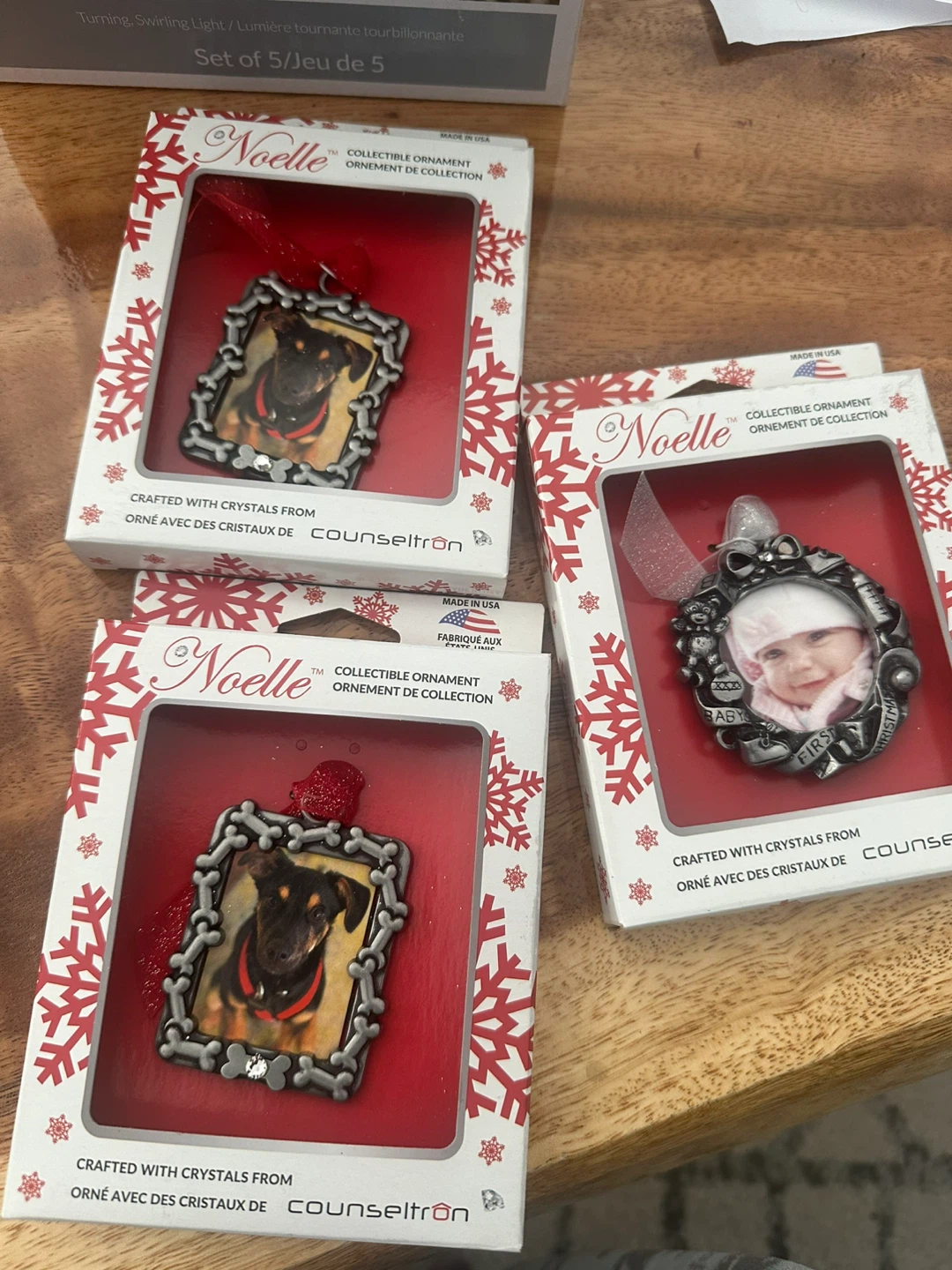 3 Counseltron Noelle Collectible Photo Ornaments