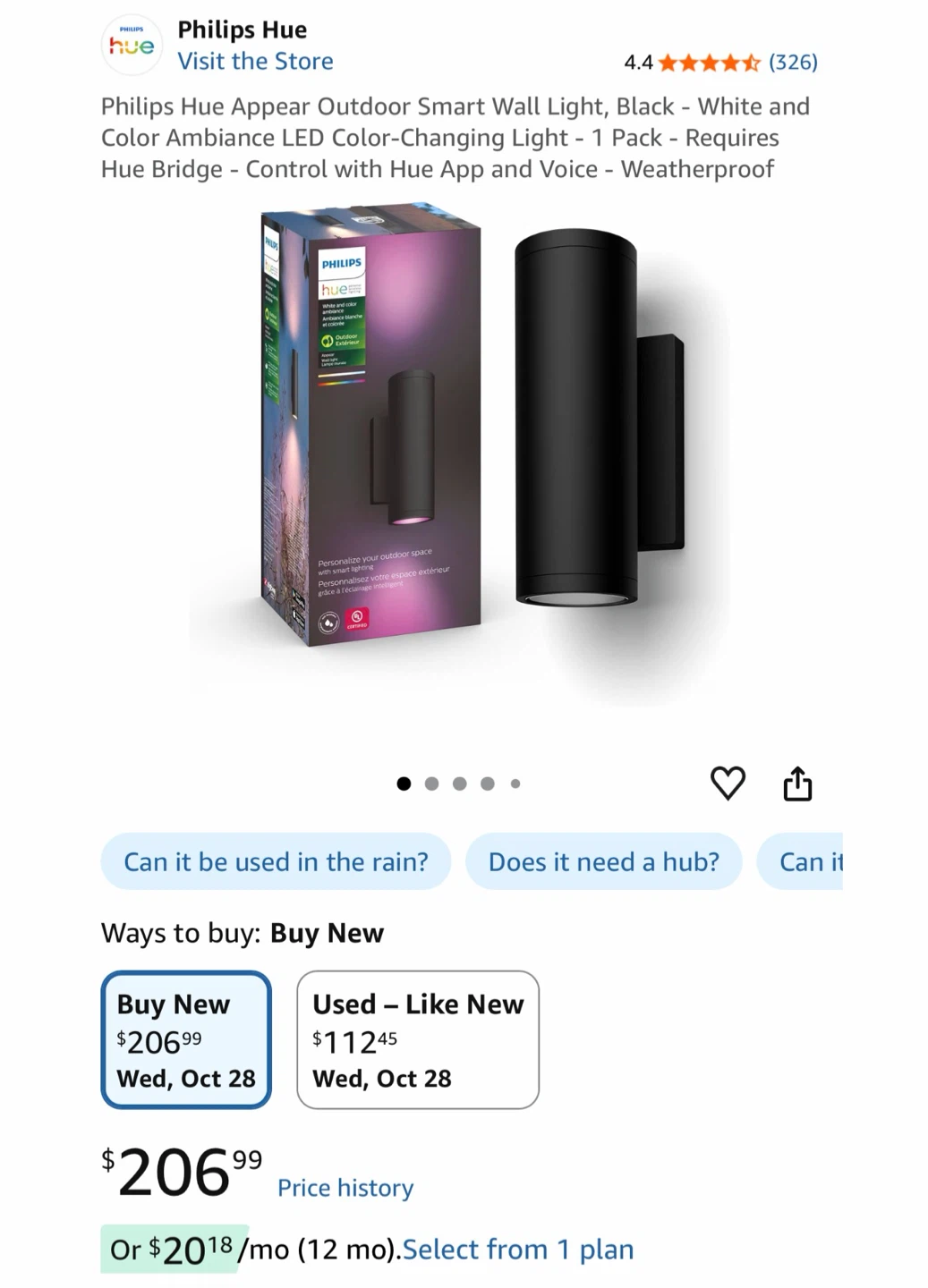 Philips Hue Appear Outdoor Smart Wall Lights - 2 Pack