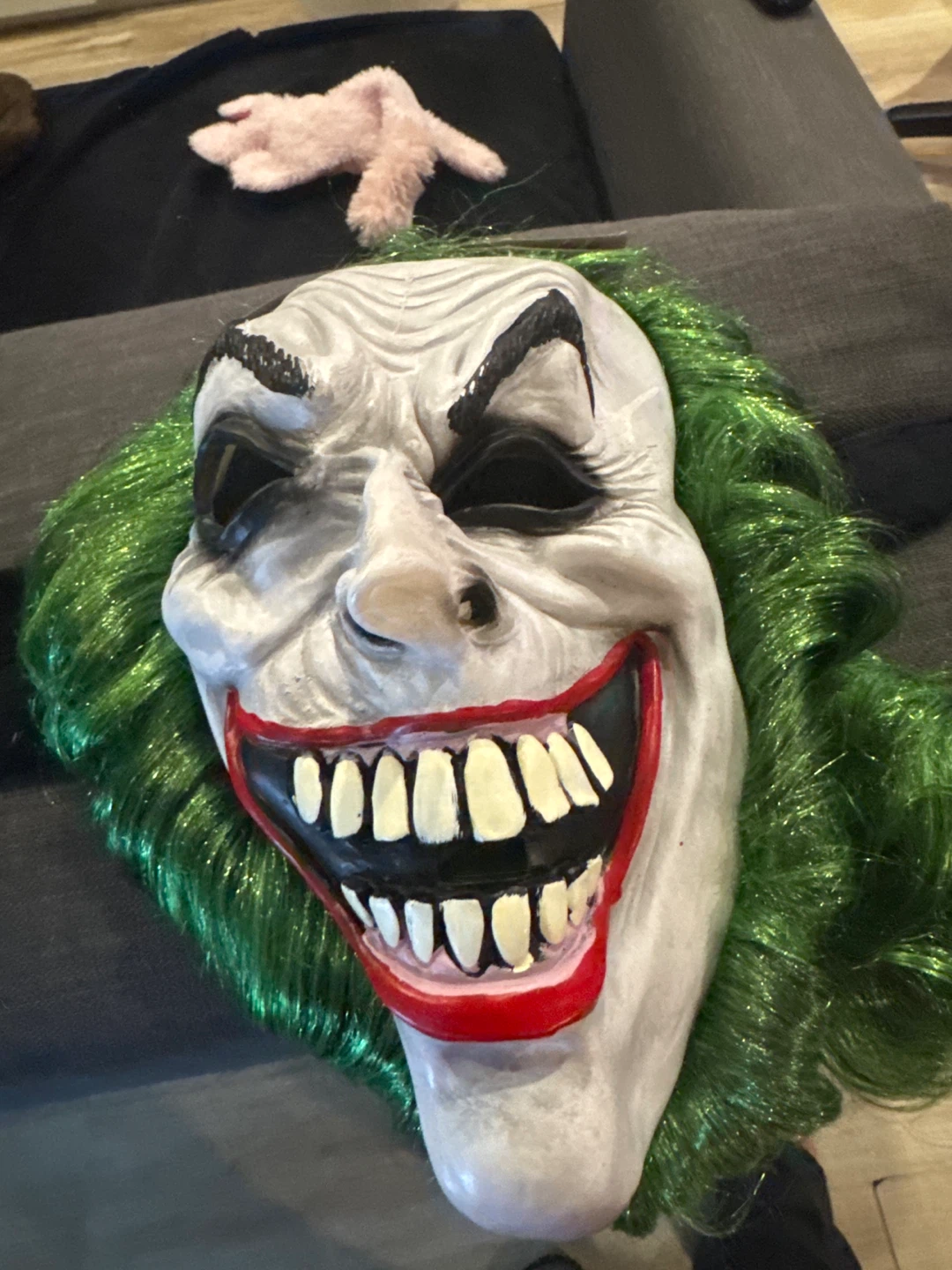 Joker Halloween Mask with Green Hair
