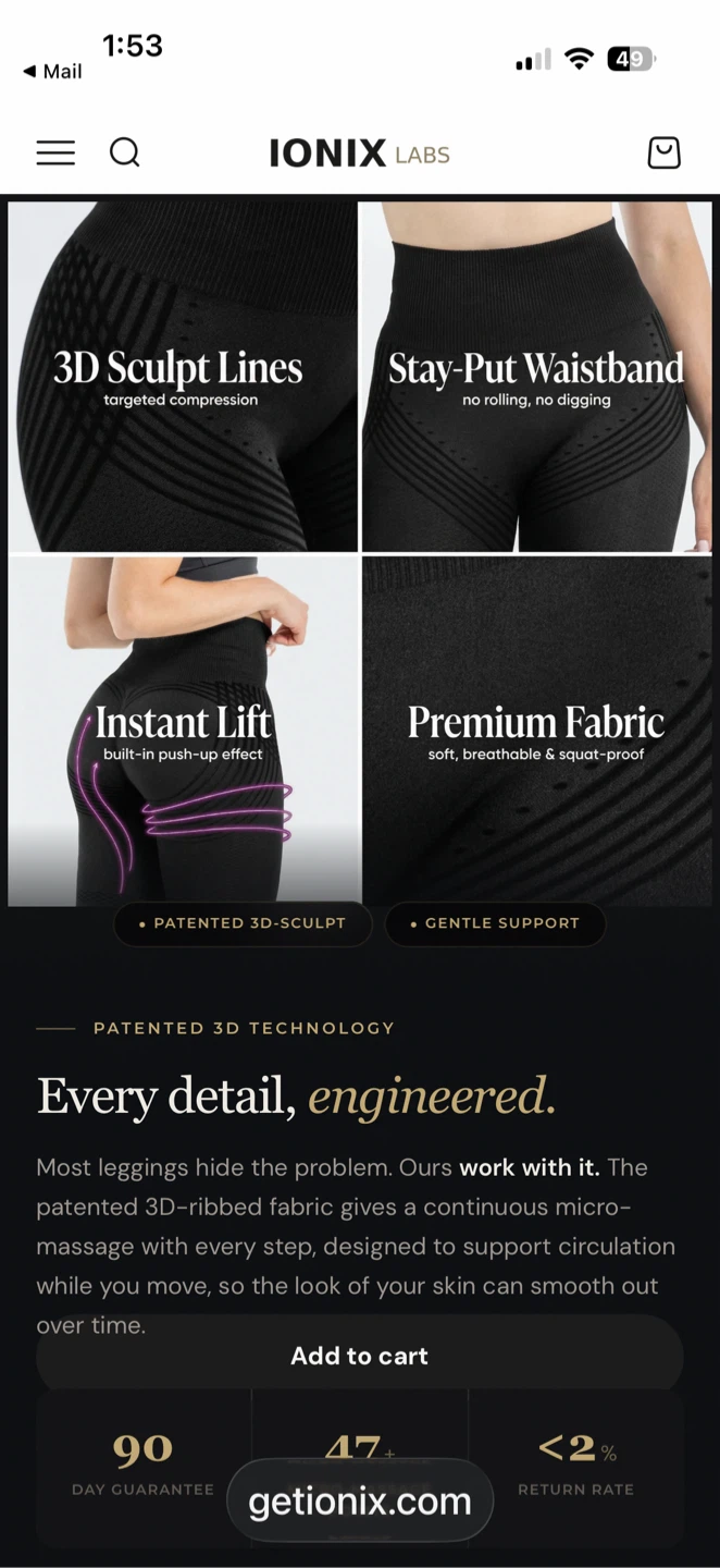 New IONIX LABS Black compression leggings  - Size S