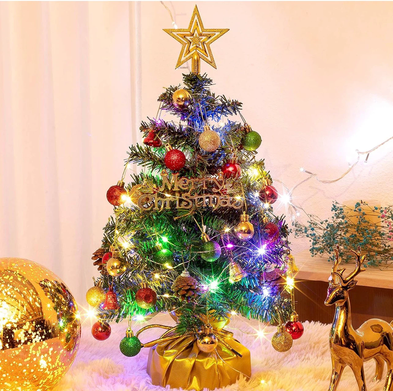 20 inch Christmas Tabletop Tree with Ornaments