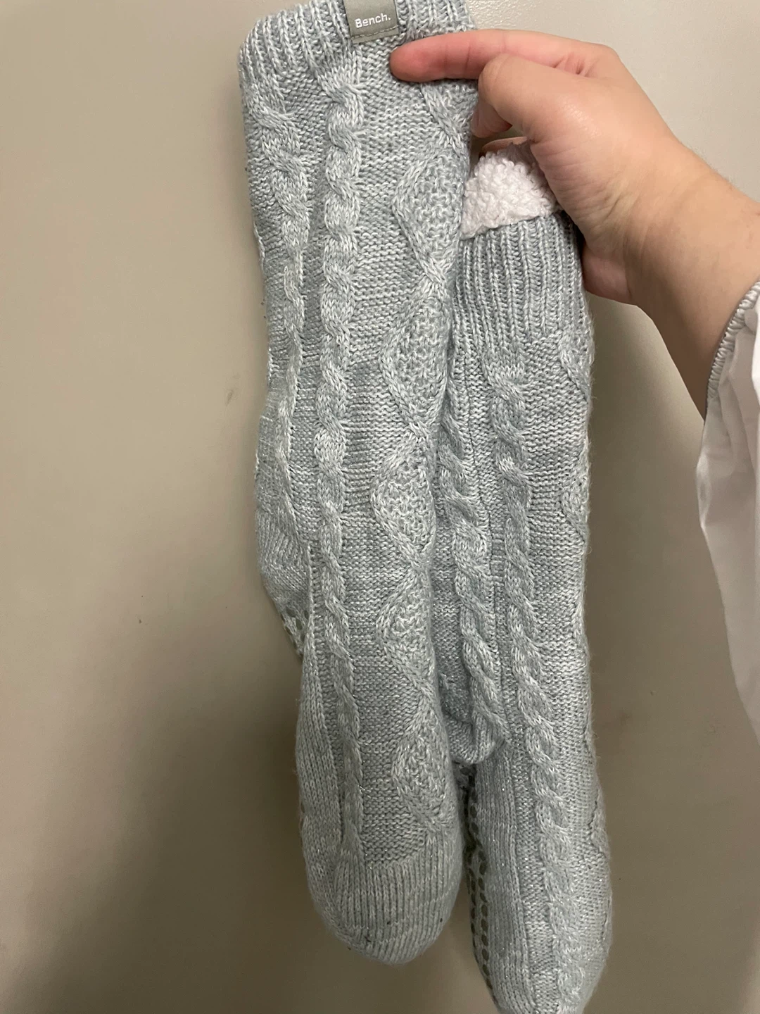 Bench Baby Blue Cable Knit Slipper Socks