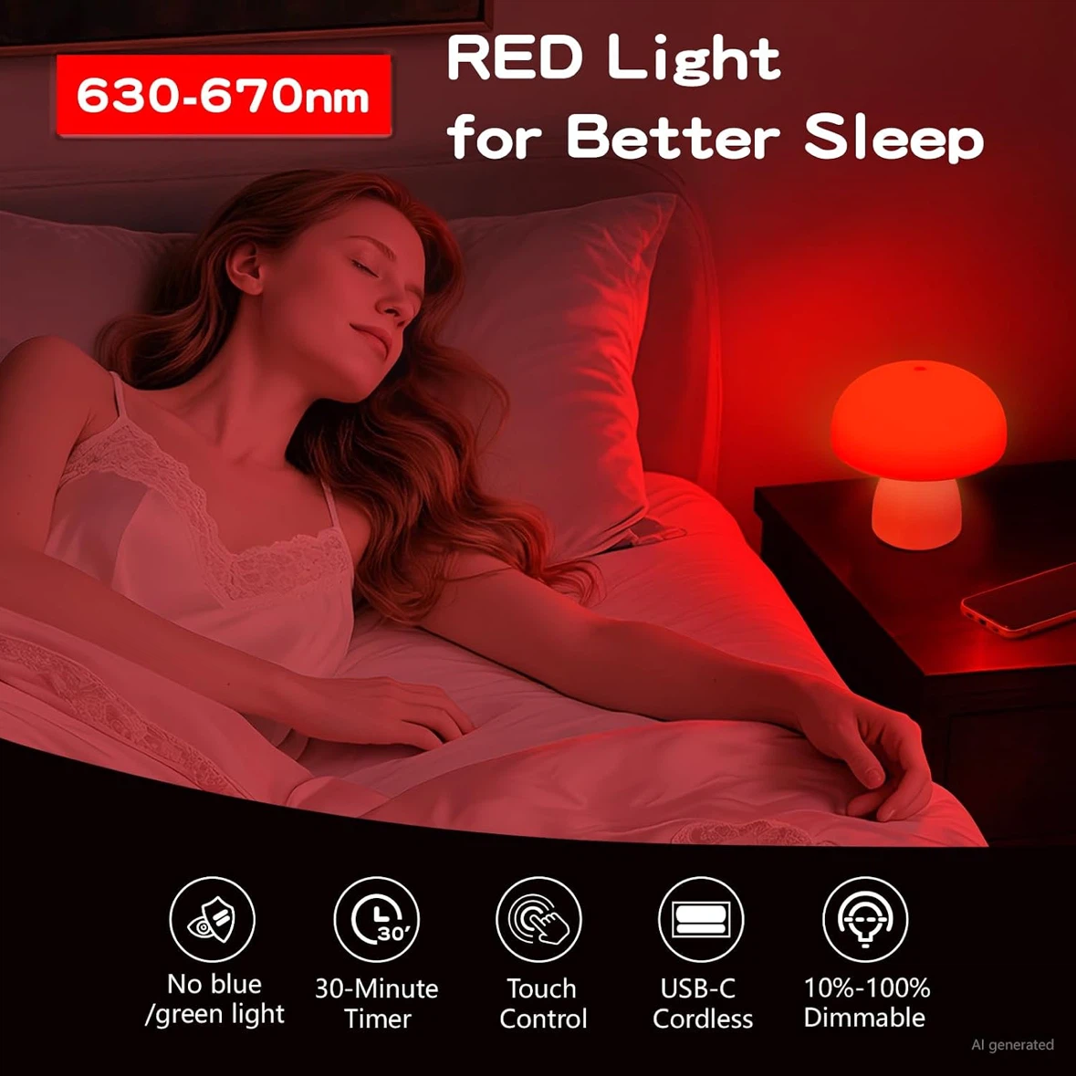 Mushroom LED Lamp Red Light - photo 2