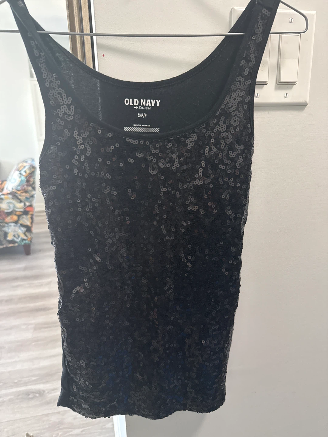 Old Navy Black Sequin Tank Top