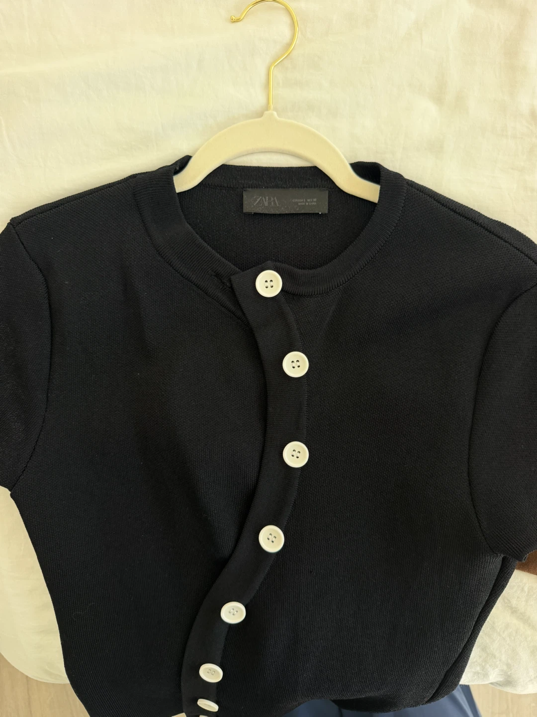Zara Black Button-Front Knit Top - photo 2