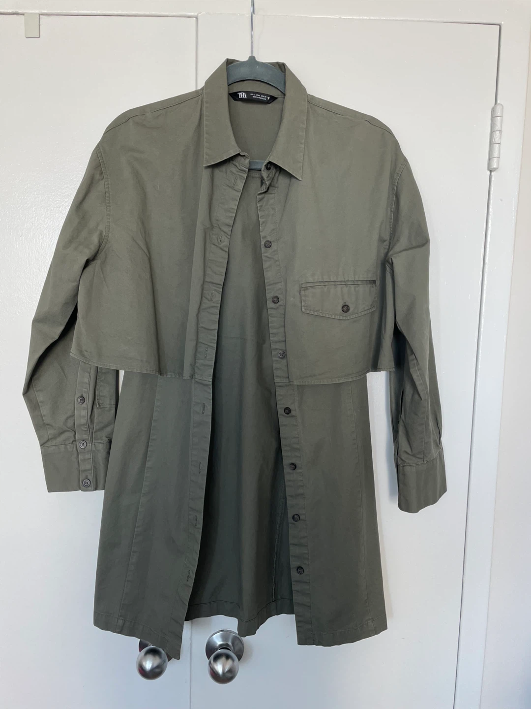 Zara Olive Green Utility Shirt Jacket Size L