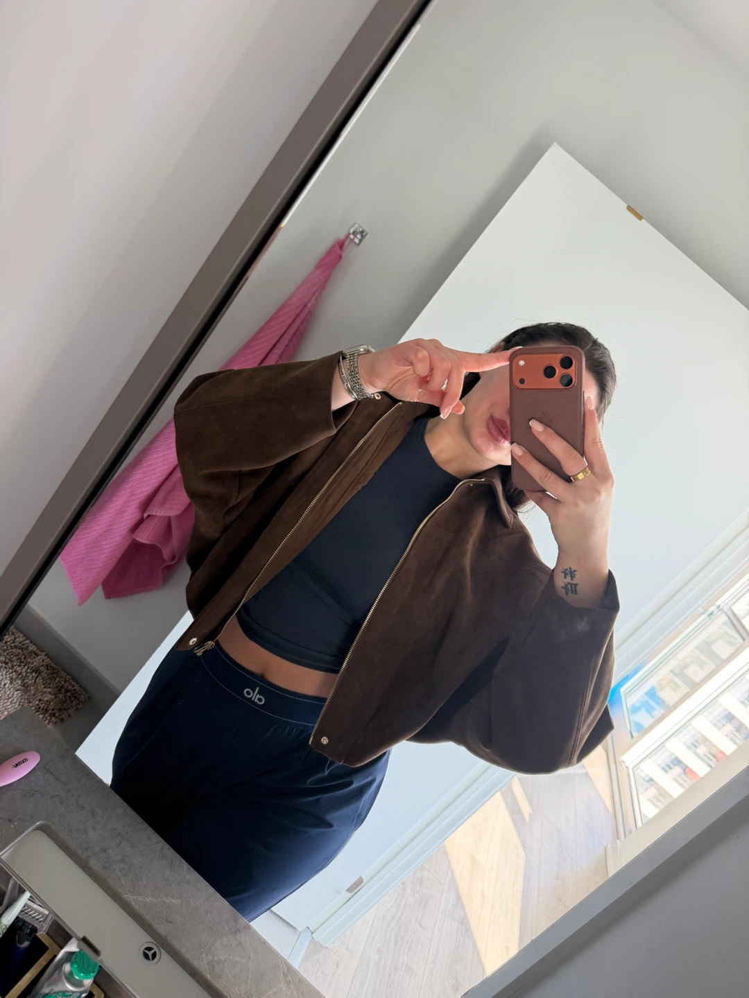 Brown Suede Bomber Jacket Zara