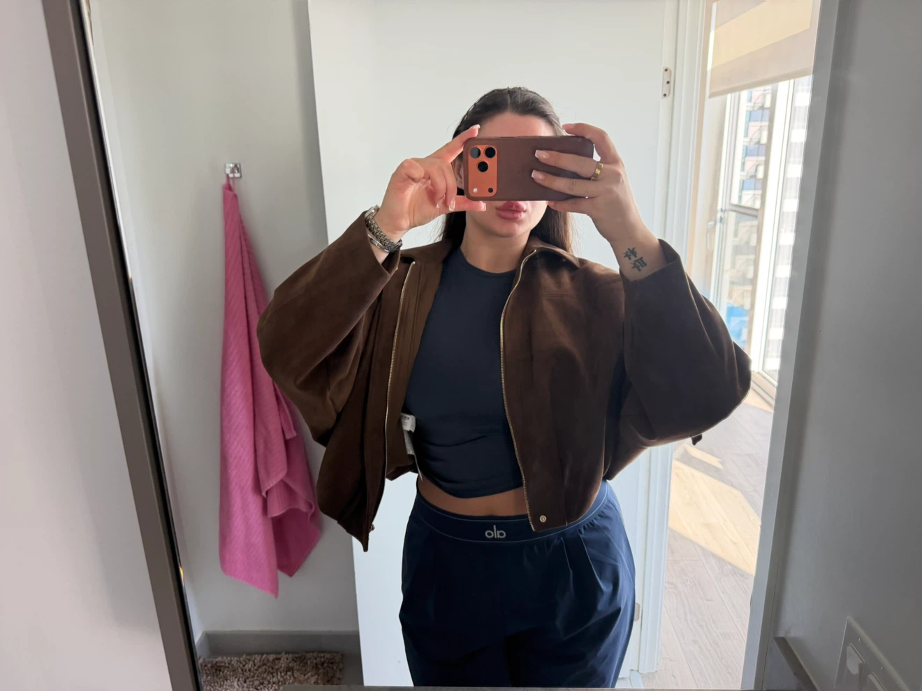 Brown Suede Bomber Jacket Zara - photo 2