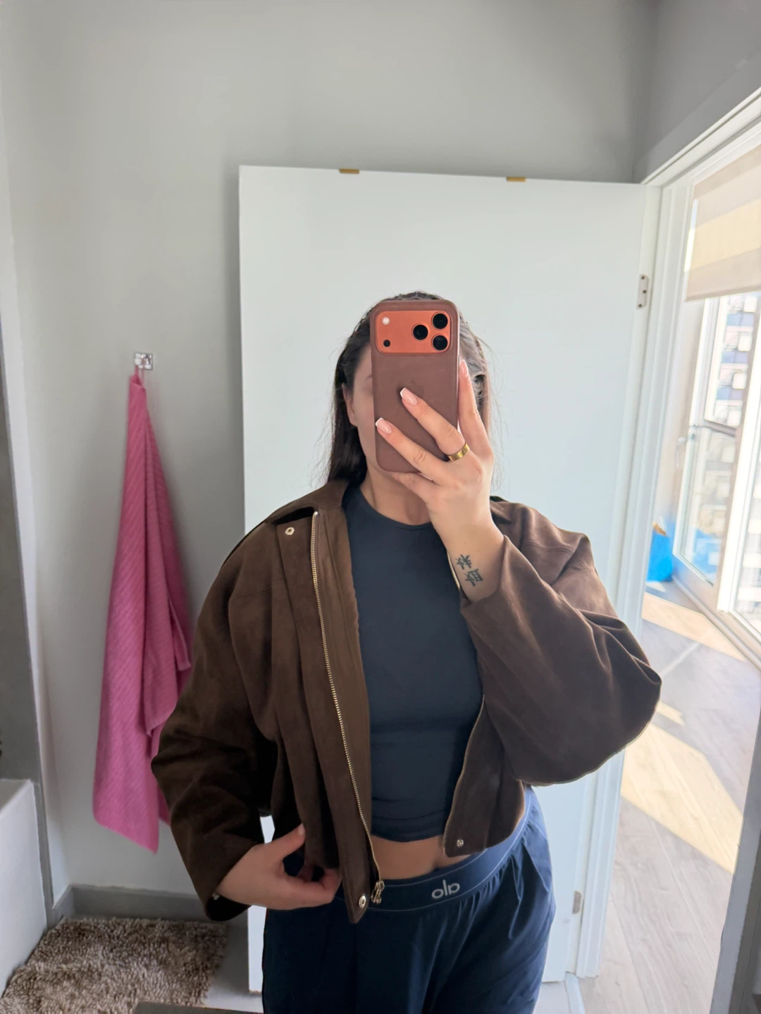 Brown Suede Bomber Jacket Zara - photo 3