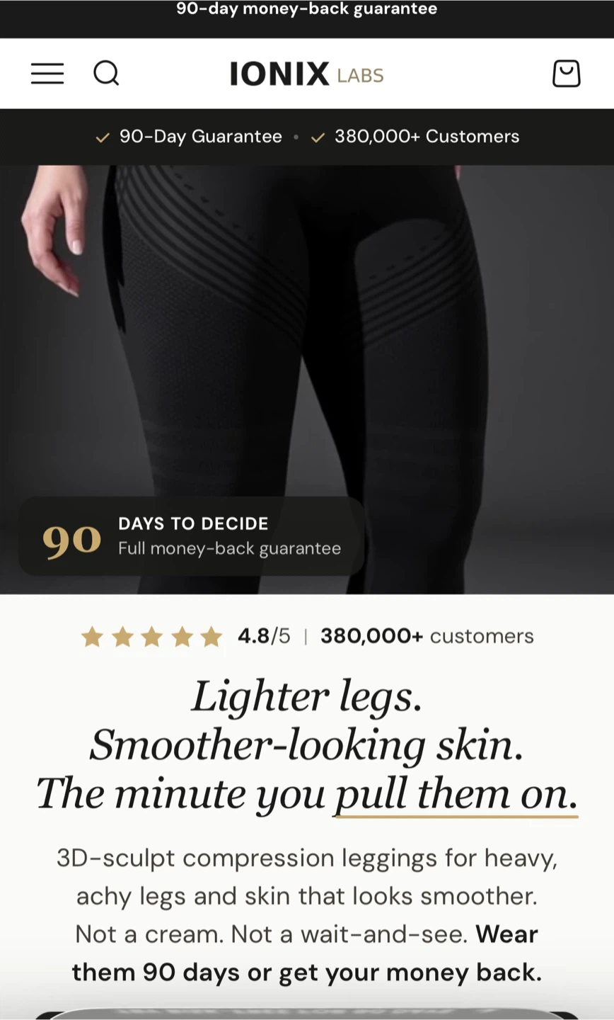 New IONIX LABS sculpting Black compression leggings  - Size S - photo 4