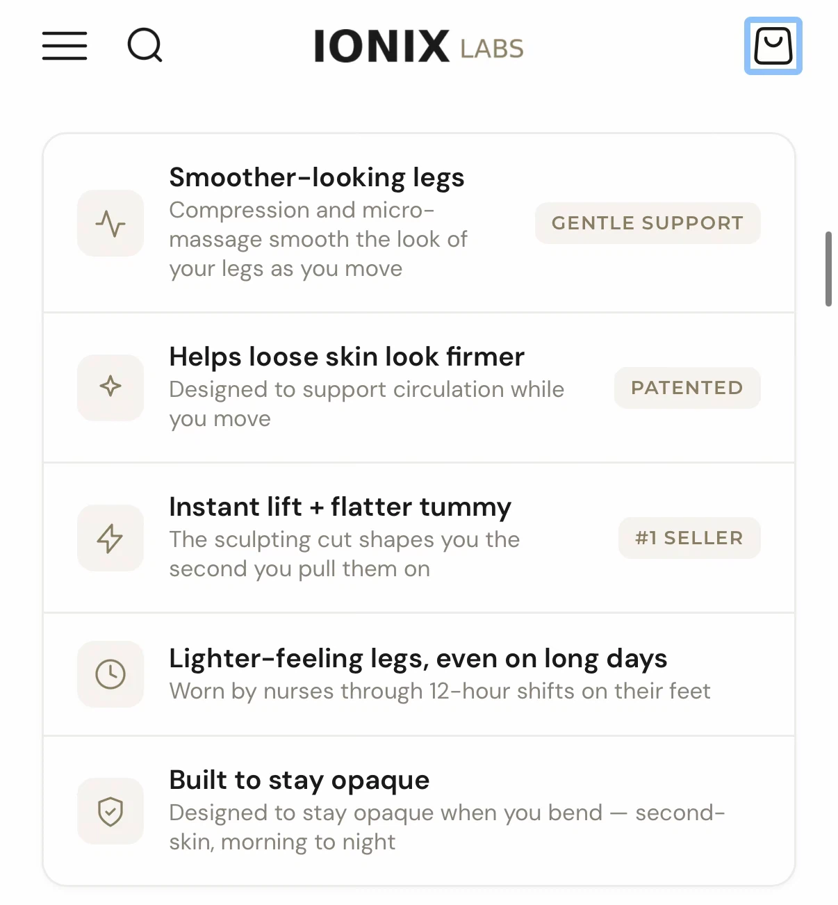 New IONIX LABS sculpting Black compression leggings  - Size S - photo 5