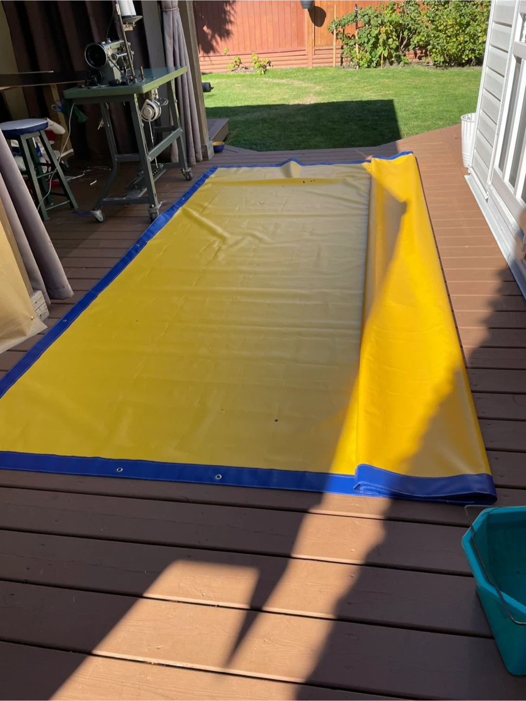 Heavy Duty Yellow and Blue Vinyl Boat Tarp