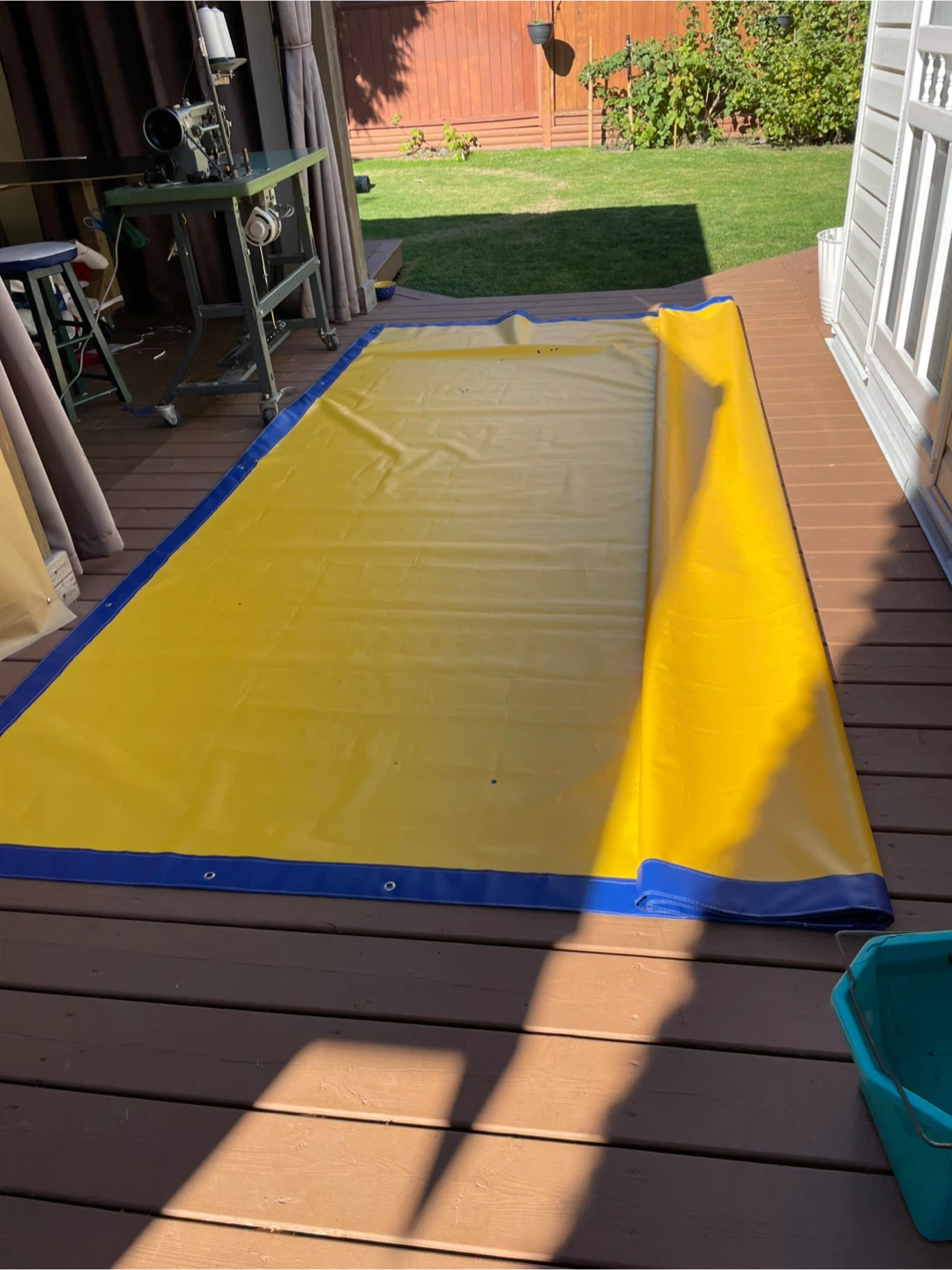 Heavy Duty Yellow and Blue Vinyl Boat Tarp - photo 4