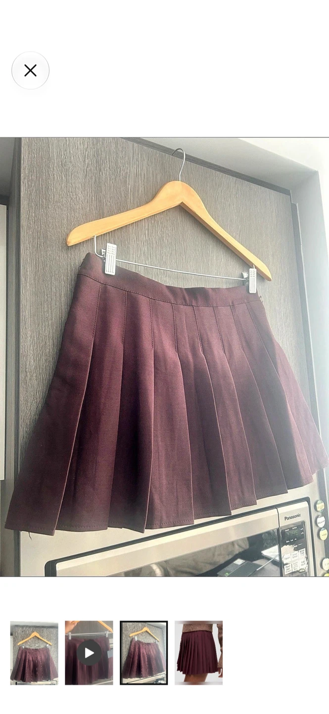Maroon Pleated Mini Skirt (new with tags) - photo 2